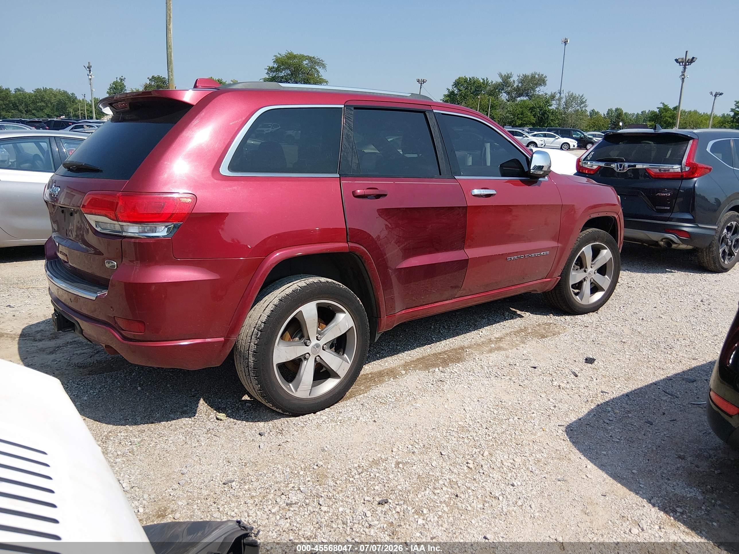 2014 Jeep Grand Cherokee Overland Red vin: 1C4RJFCG3EC174599