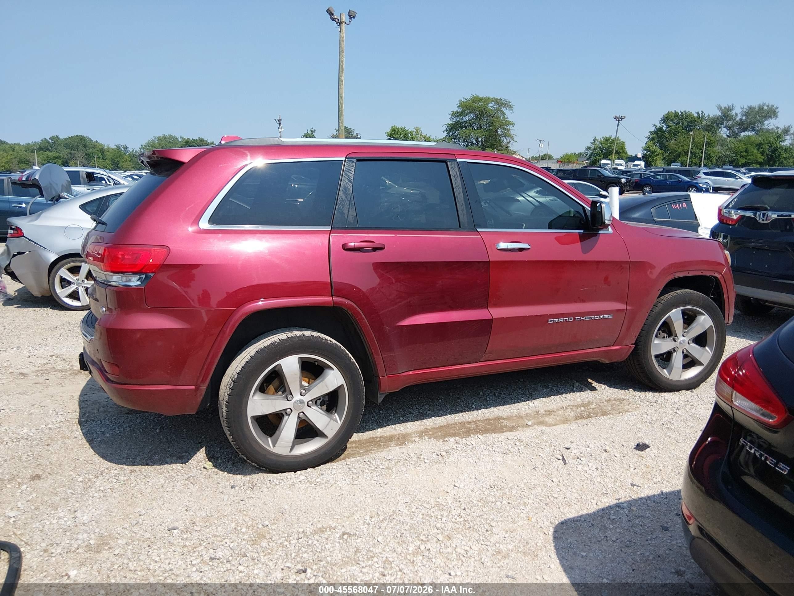 2014 Jeep Grand Cherokee Overland Red vin: 1C4RJFCG3EC174599