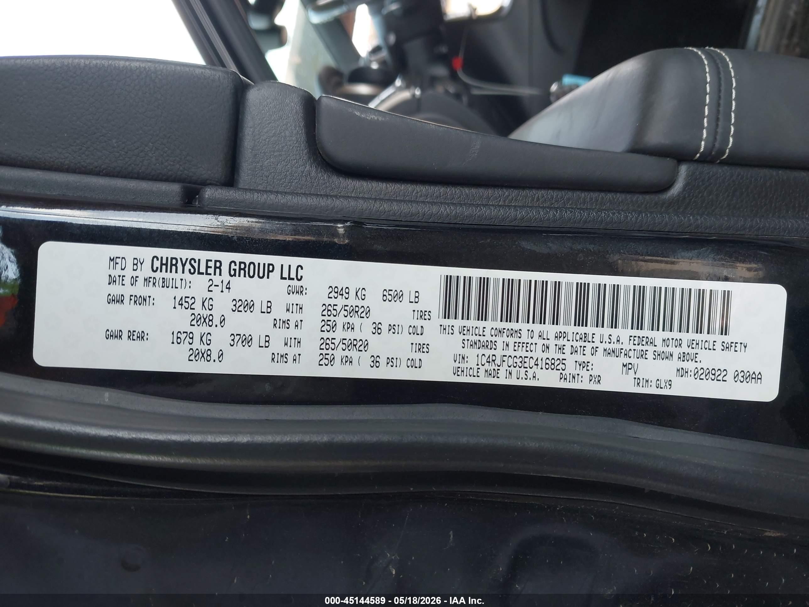 2014 Jeep Grand Cherokee Overland Black vin: 1C4RJFCG3EC416825