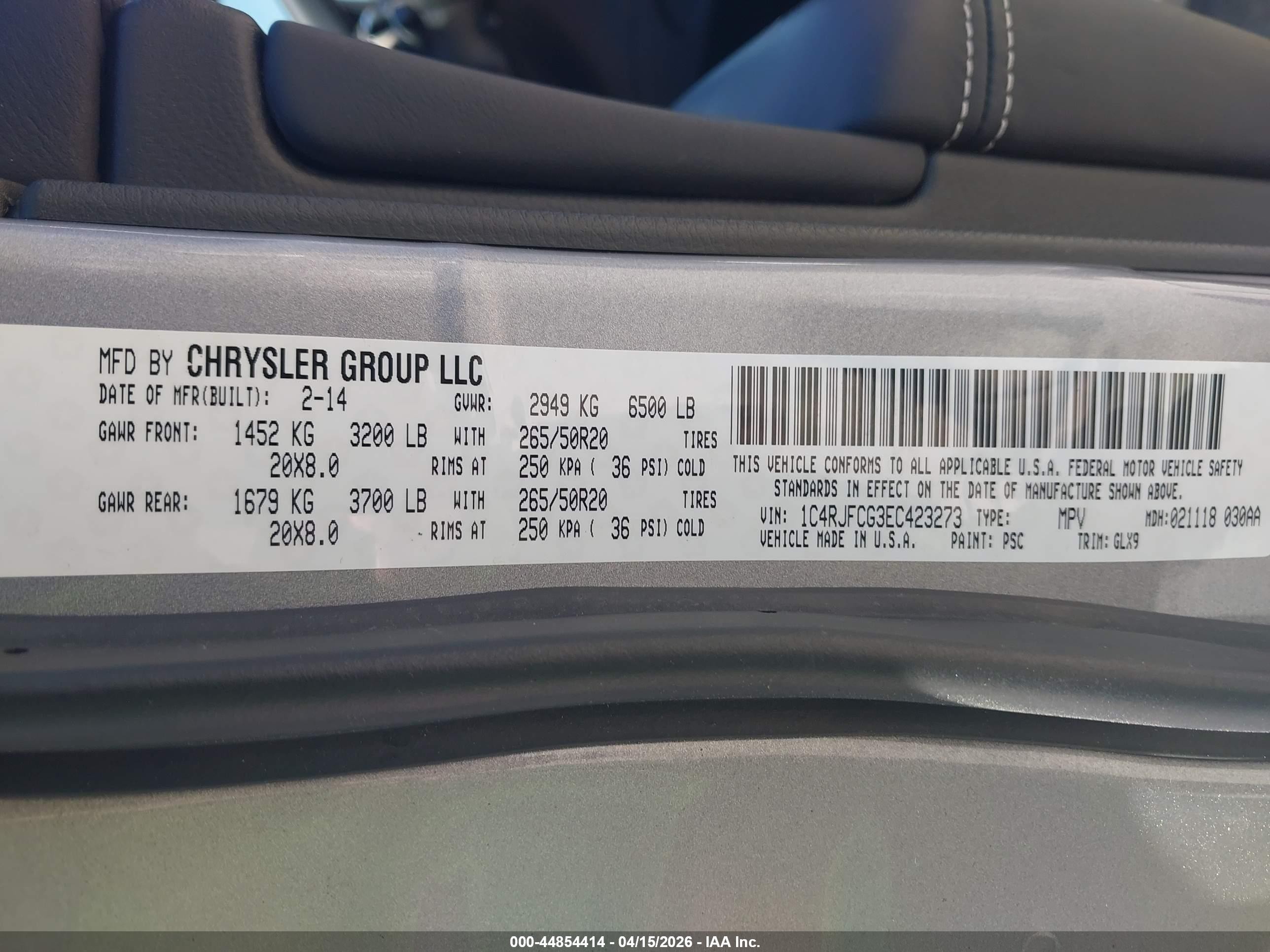 2014 Jeep Grand Cherokee Overland Серебряный vin: 1C4RJFCG3EC423273