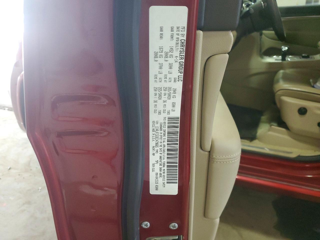 2014 Jeep Grand Cherokee Overland Red vin: 1C4RJFCG3EC479665