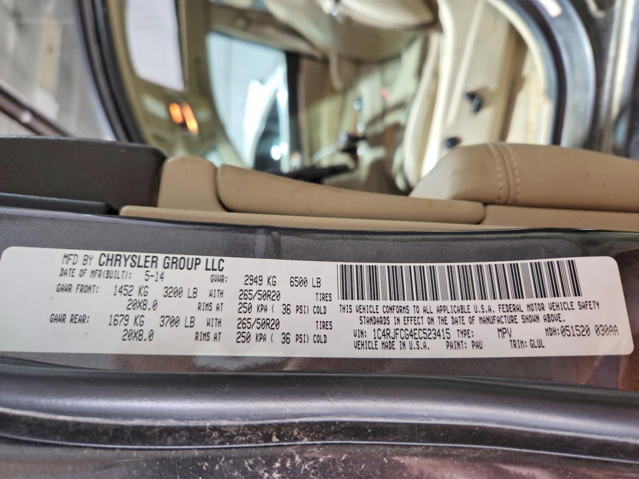 2014 Jeep Grand Cherokee Overland Charcoal vin: 1C4RJFCG4EC523415