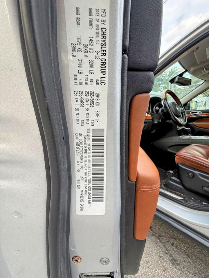 2012 Jeep Grand Cherokee Overland Gray vin: 1C4RJFCG5CC288648