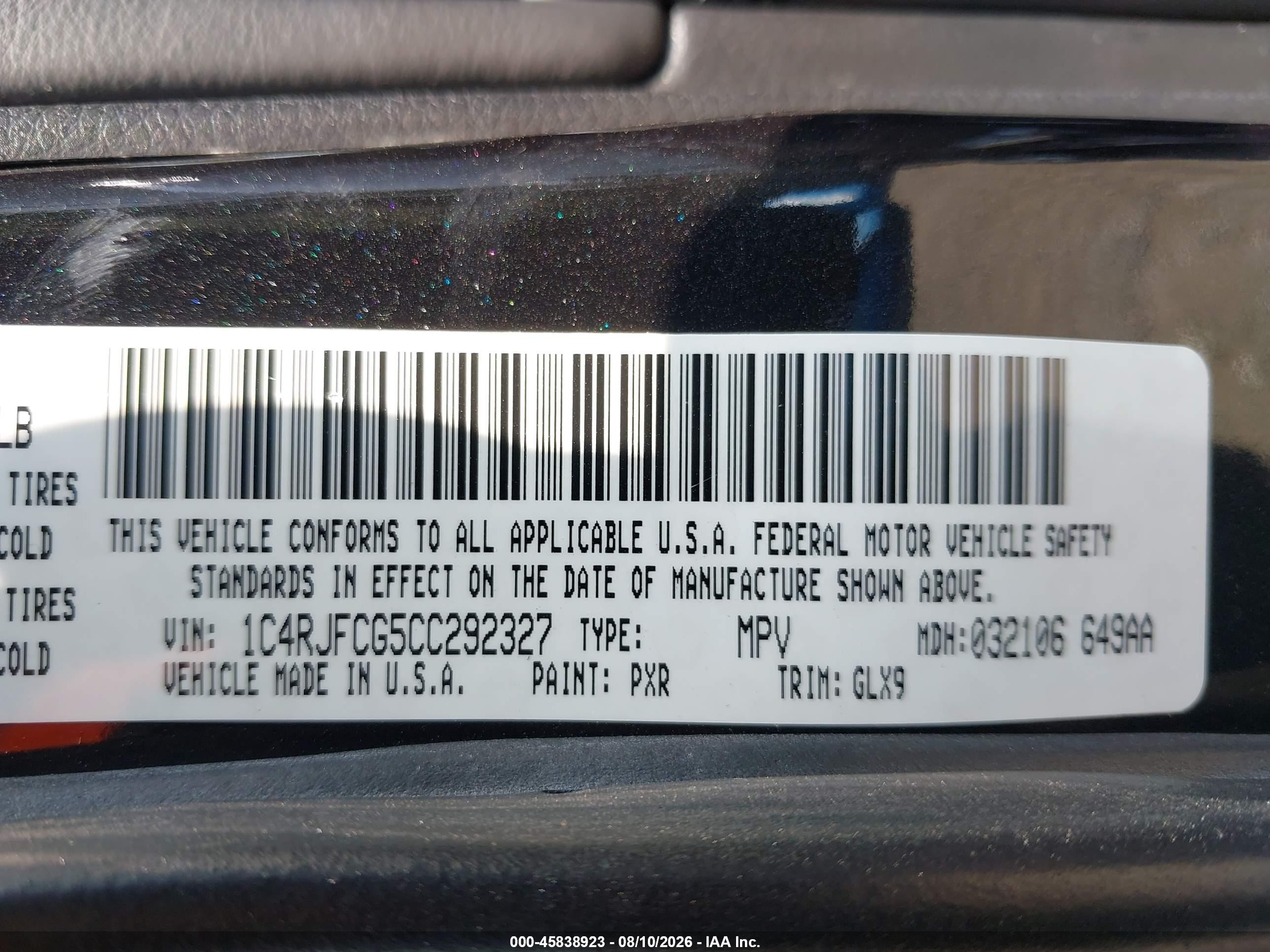 2012 Jeep Grand Cherokee Overland Black vin: 1C4RJFCG5CC292327
