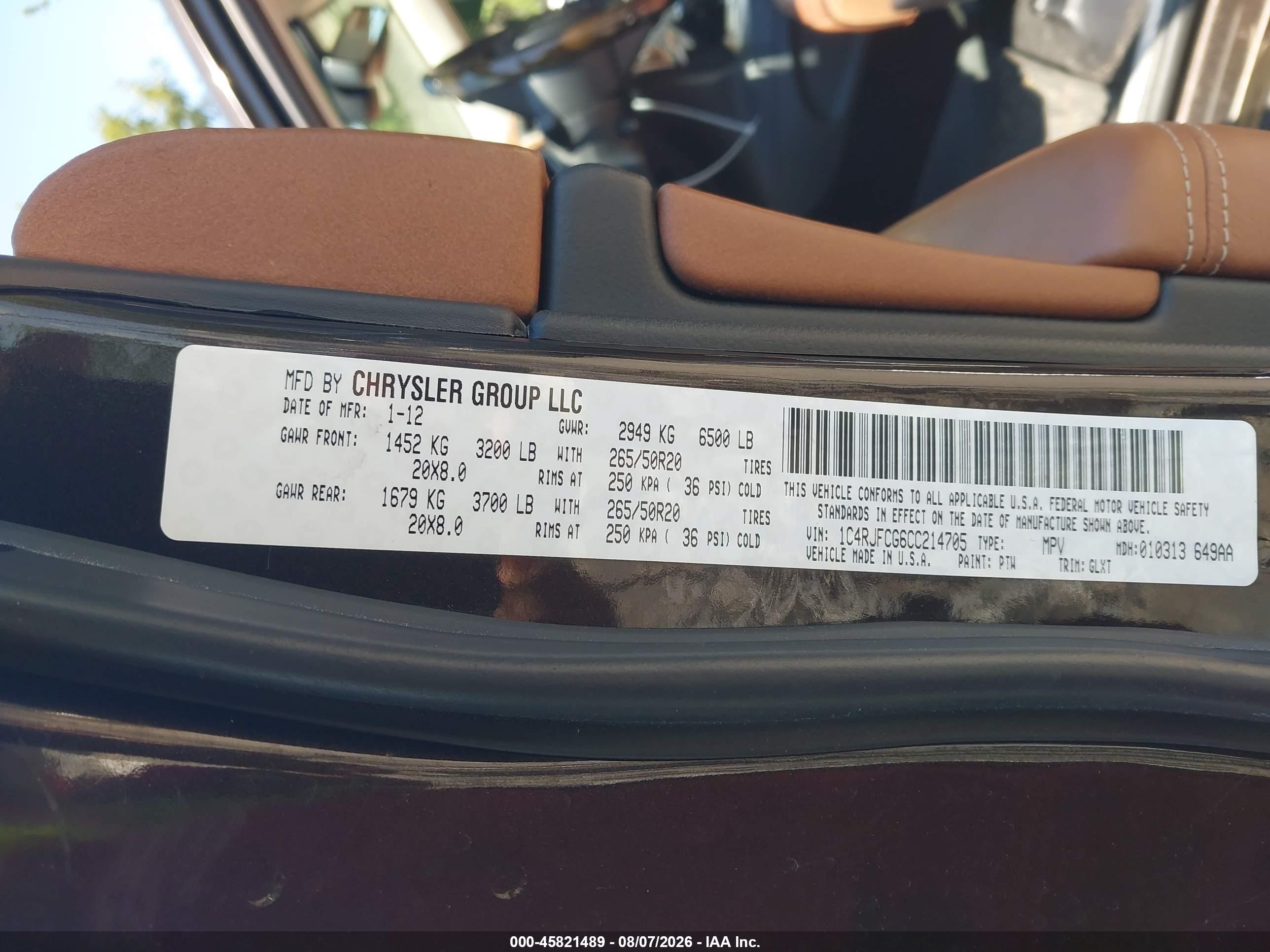 2012 Jeep Grand Cherokee Overland Brown vin: 1C4RJFCG6CC214705