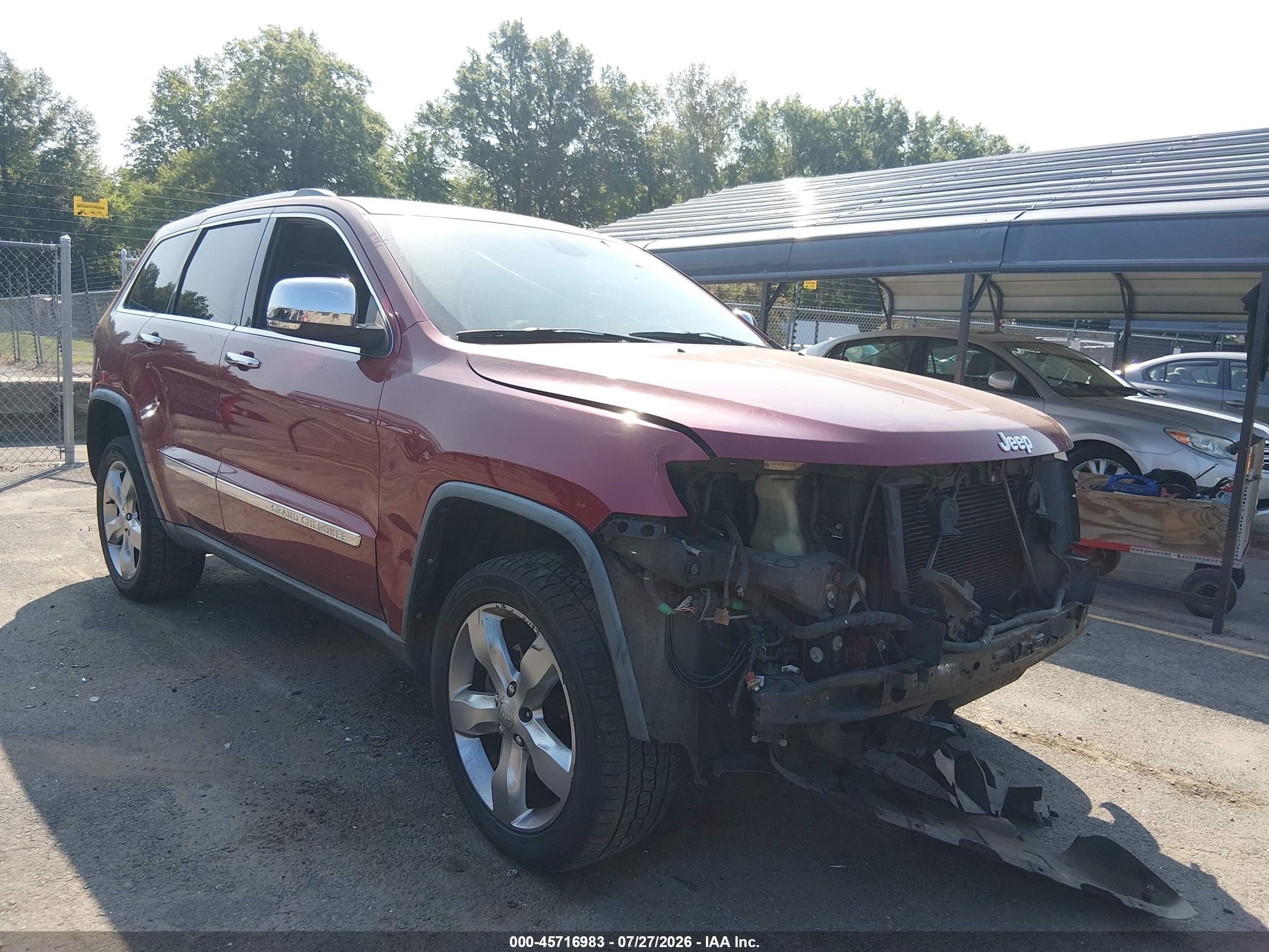 2012 Jeep Grand Cherokee Overland Burgundy vin: 1C4RJFCGXCC176539