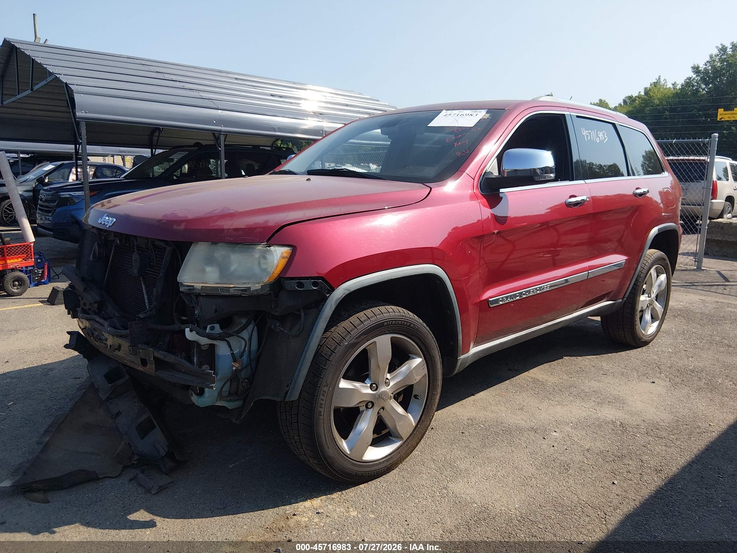 2012 Jeep Grand Cherokee Overland Burgundy vin: 1C4RJFCGXCC176539