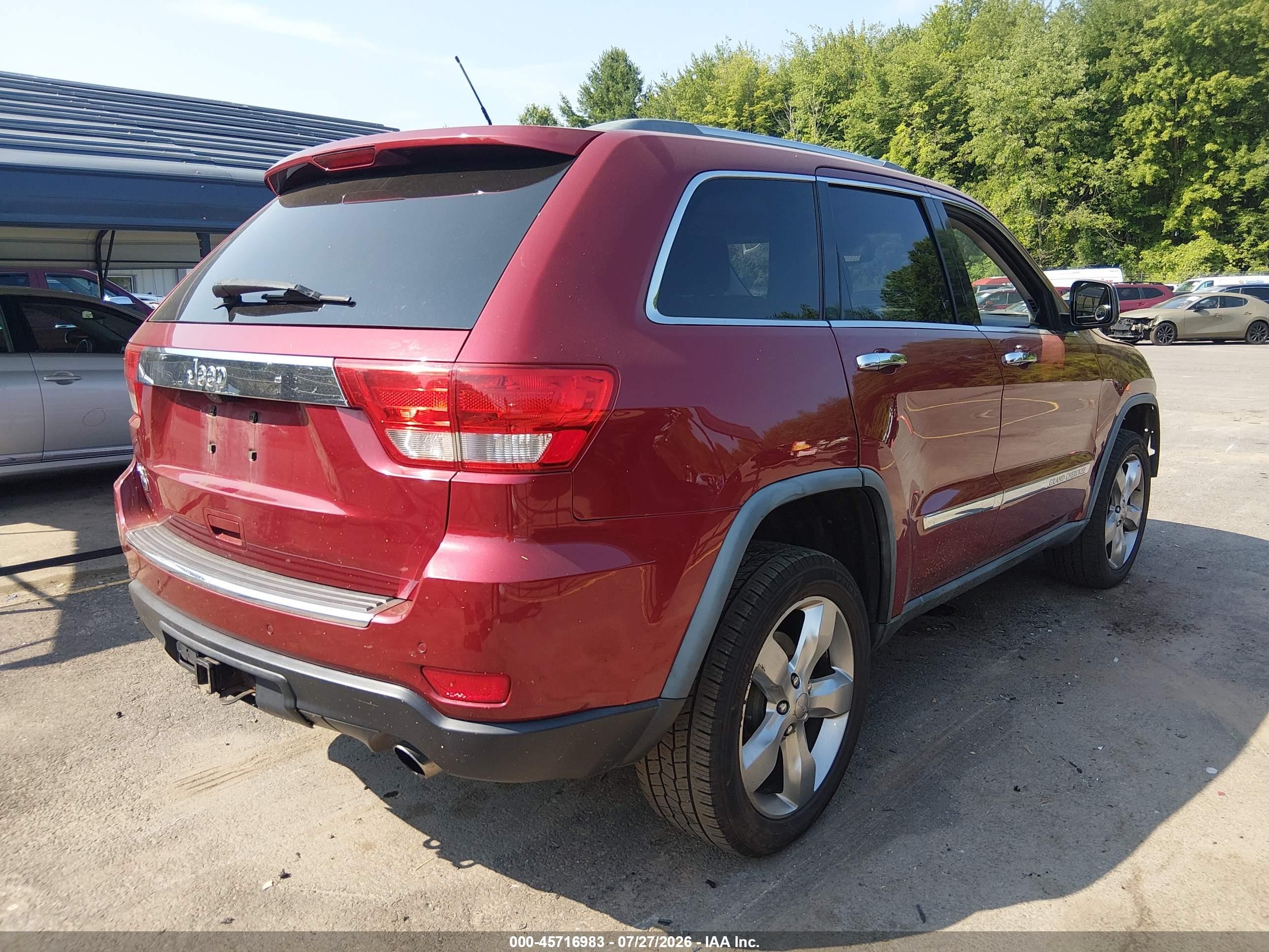 2012 Jeep Grand Cherokee Overland Burgundy vin: 1C4RJFCGXCC176539