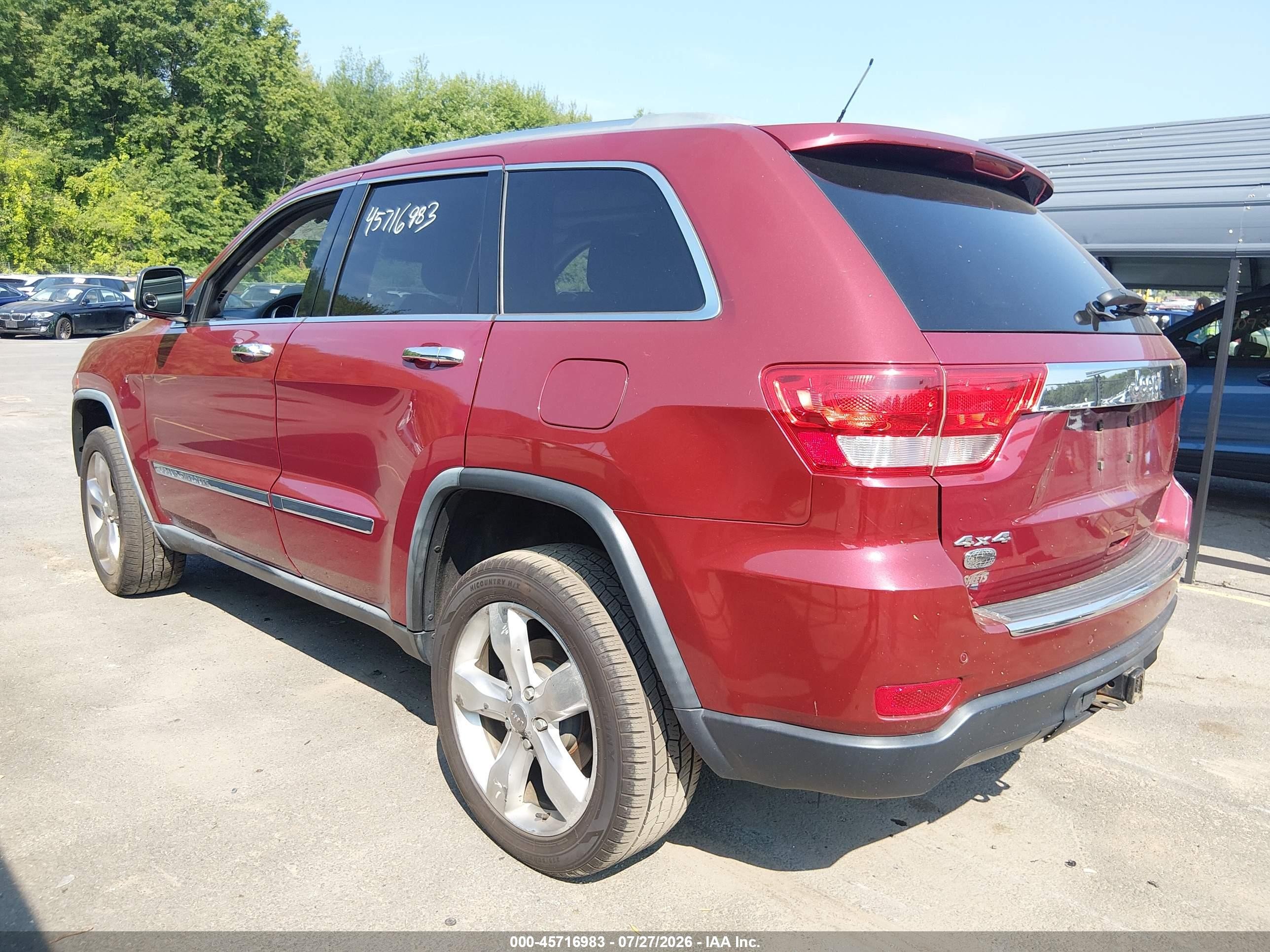 2012 Jeep Grand Cherokee Overland Burgundy vin: 1C4RJFCGXCC176539