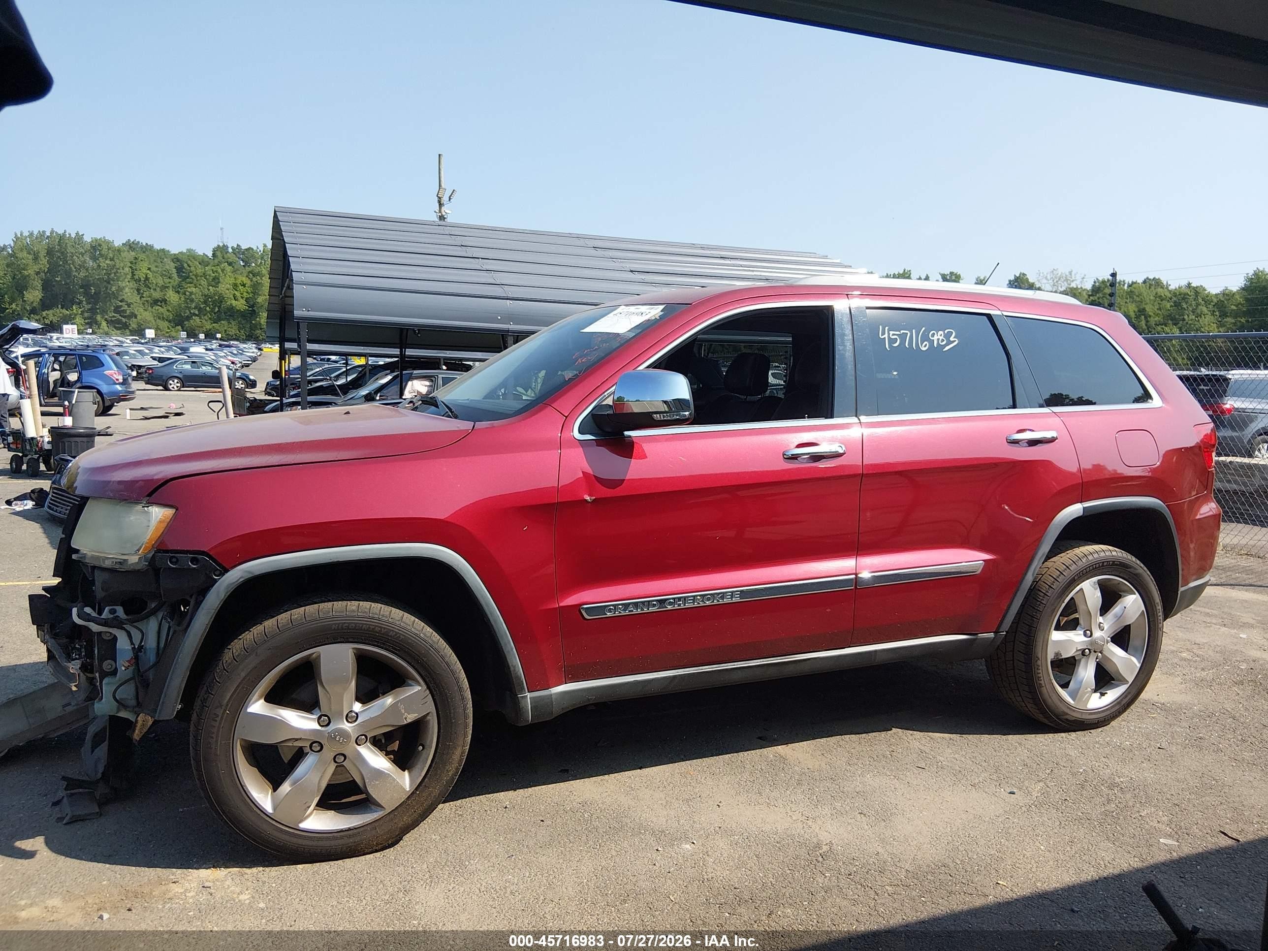 2012 Jeep Grand Cherokee Overland Burgundy vin: 1C4RJFCGXCC176539