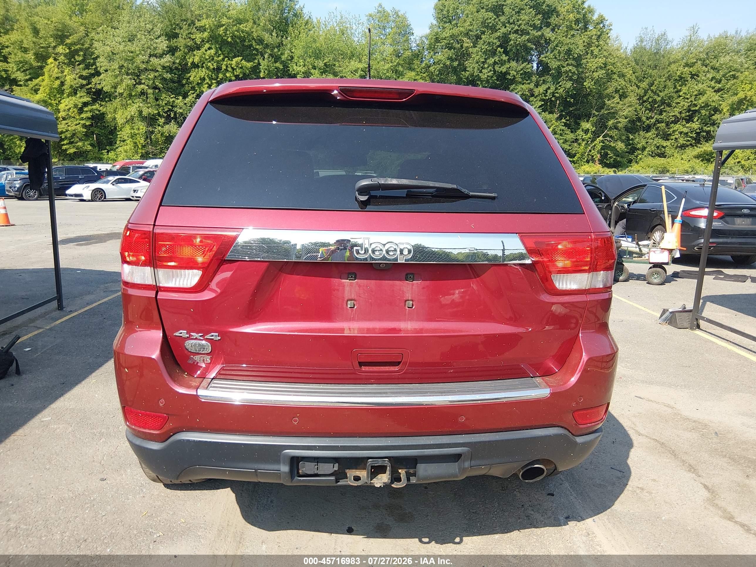 2012 Jeep Grand Cherokee Overland Burgundy vin: 1C4RJFCGXCC176539