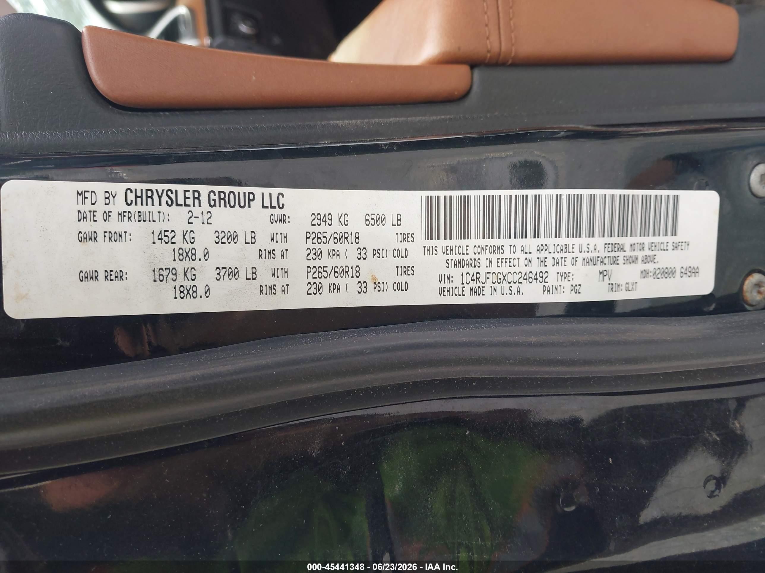 2012 Jeep Grand Cherokee Overland Black vin: 1C4RJFCGXCC246492