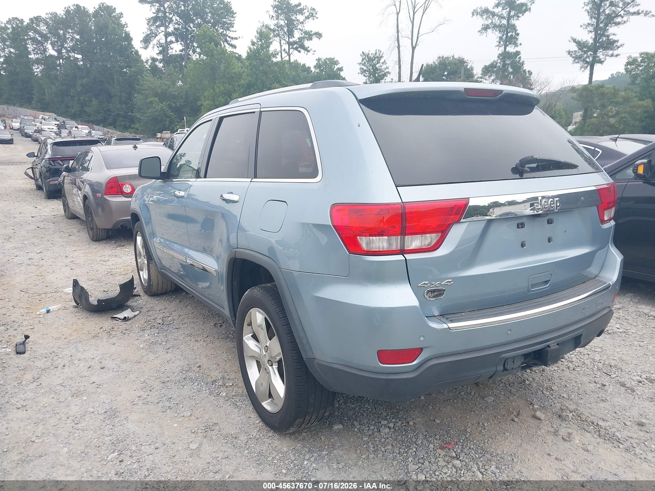 2012 Jeep Grand Cherokee Overland Light Blue vin: 1C4RJFCGXCC254317