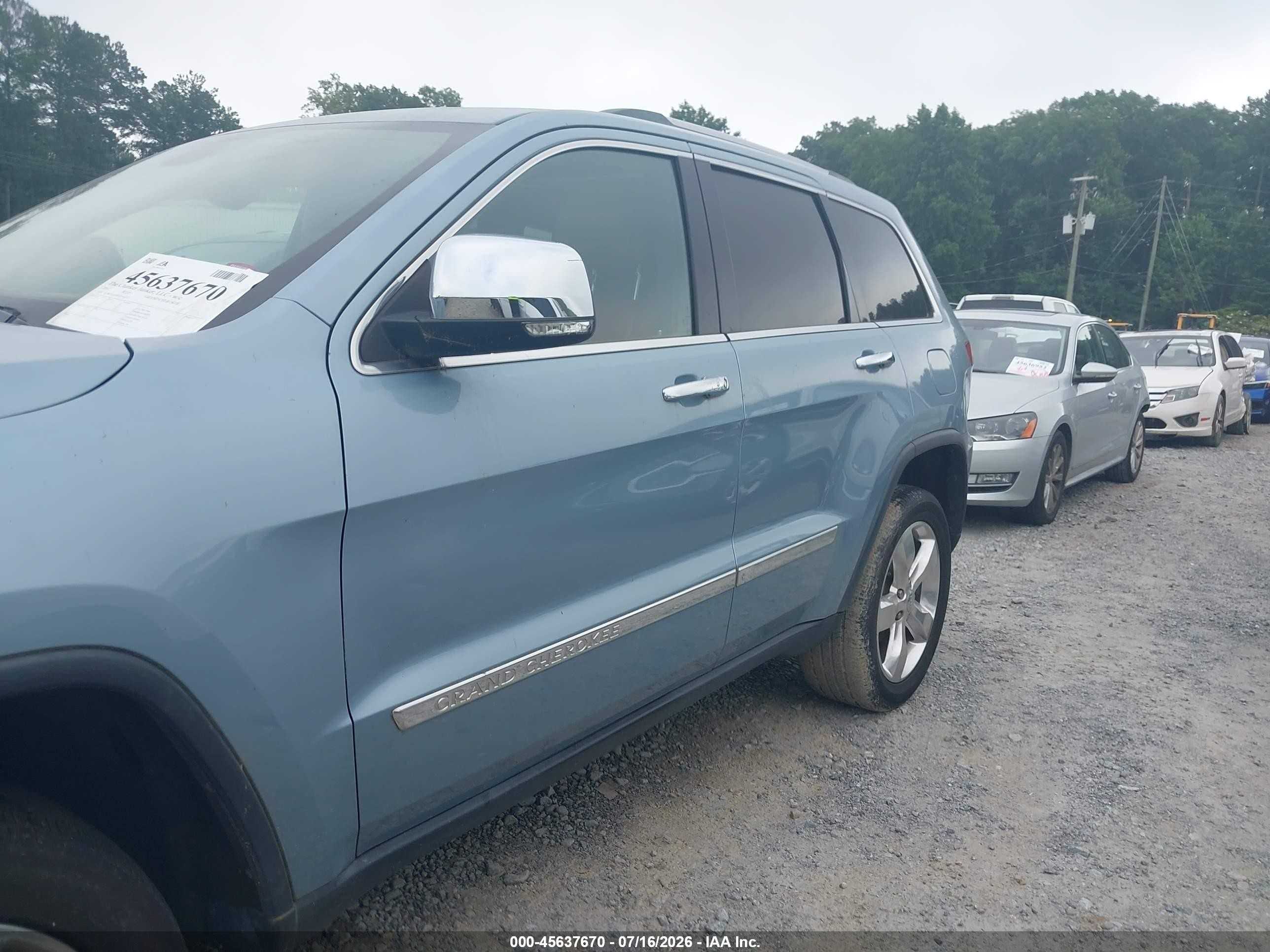 2012 Jeep Grand Cherokee Overland Light Blue vin: 1C4RJFCGXCC254317