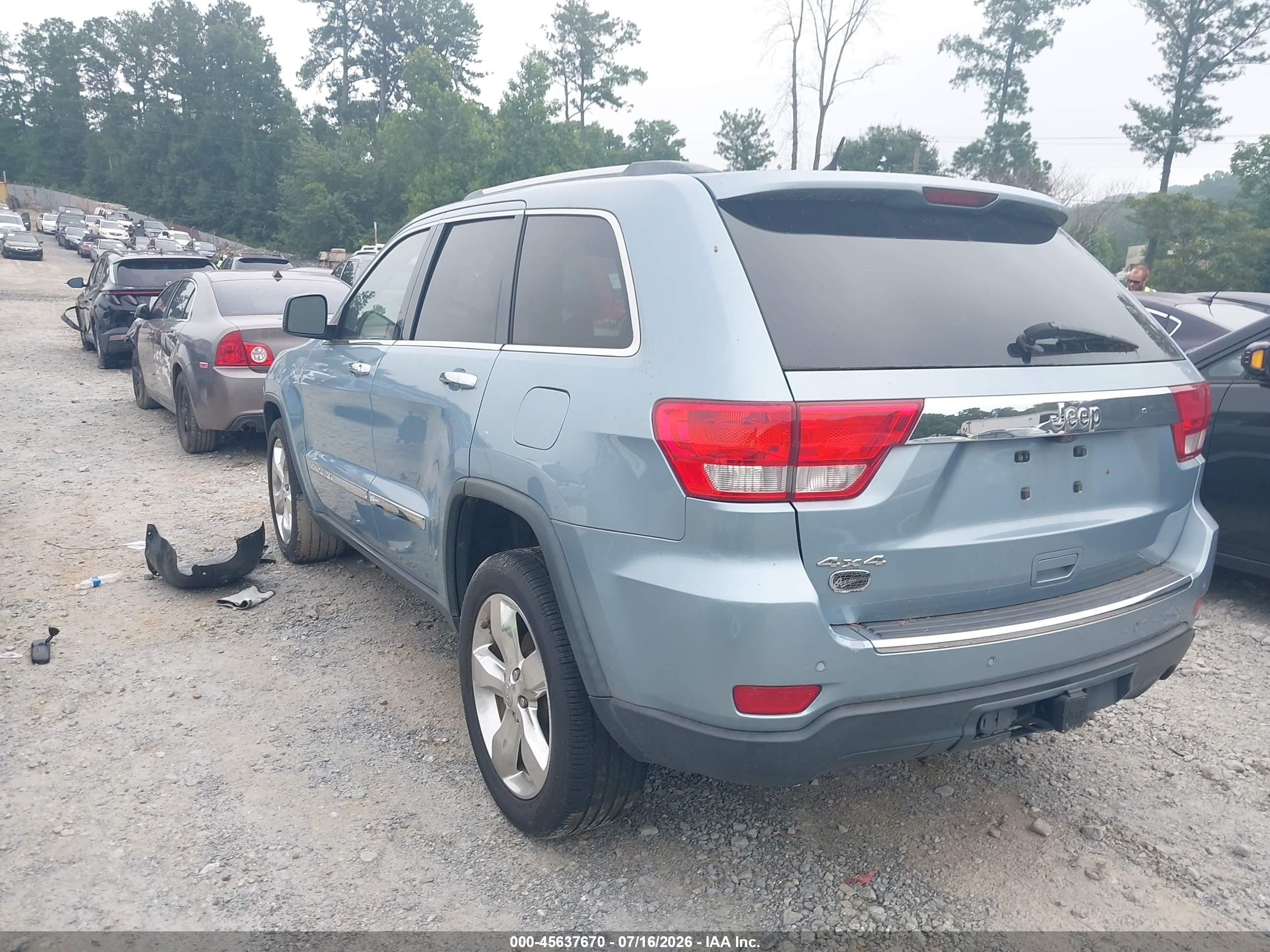 2012 Jeep Grand Cherokee Overland Light Blue vin: 1C4RJFCGXCC254317