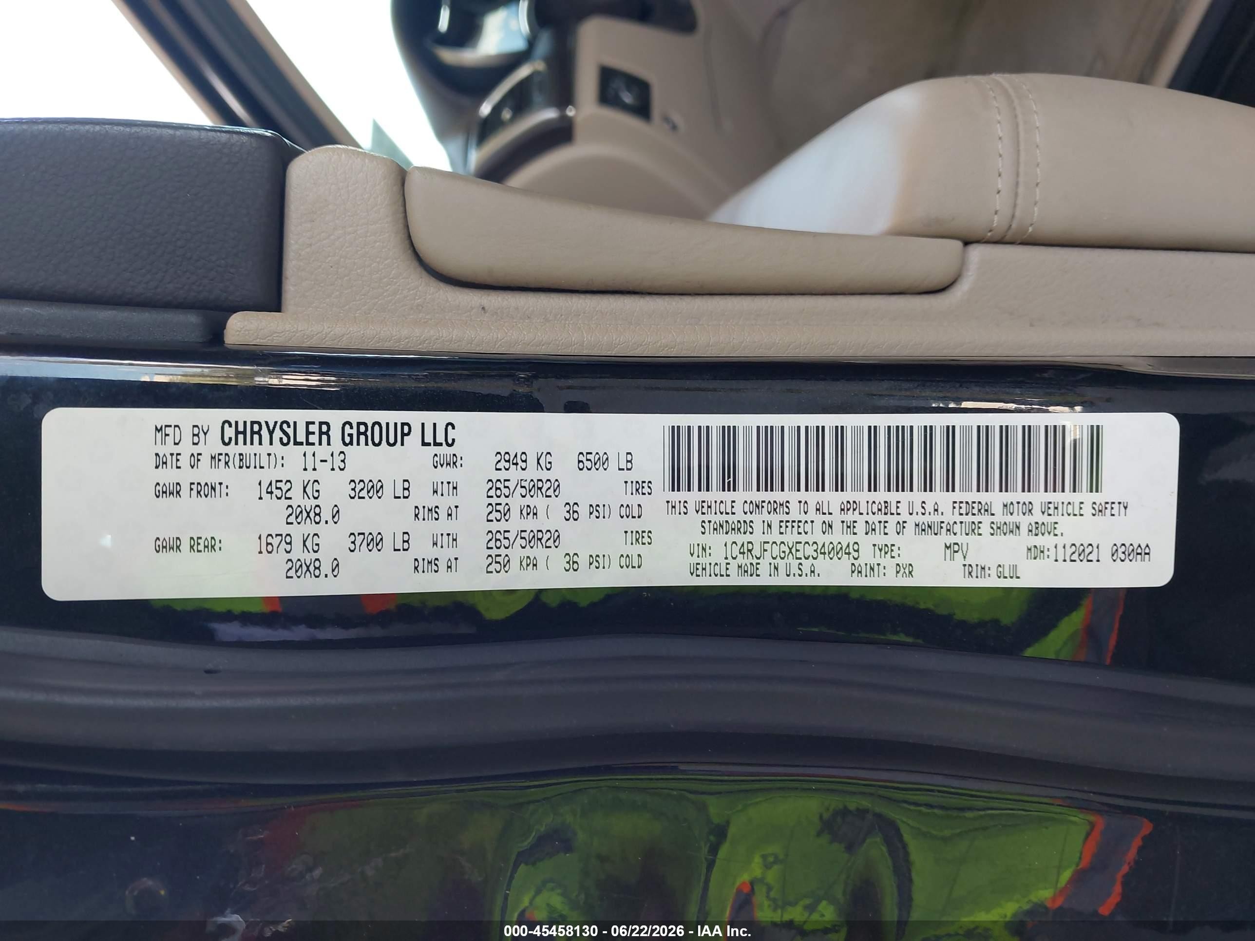 2014 Jeep Grand Cherokee Overland Black vin: 1C4RJFCGXEC340049
