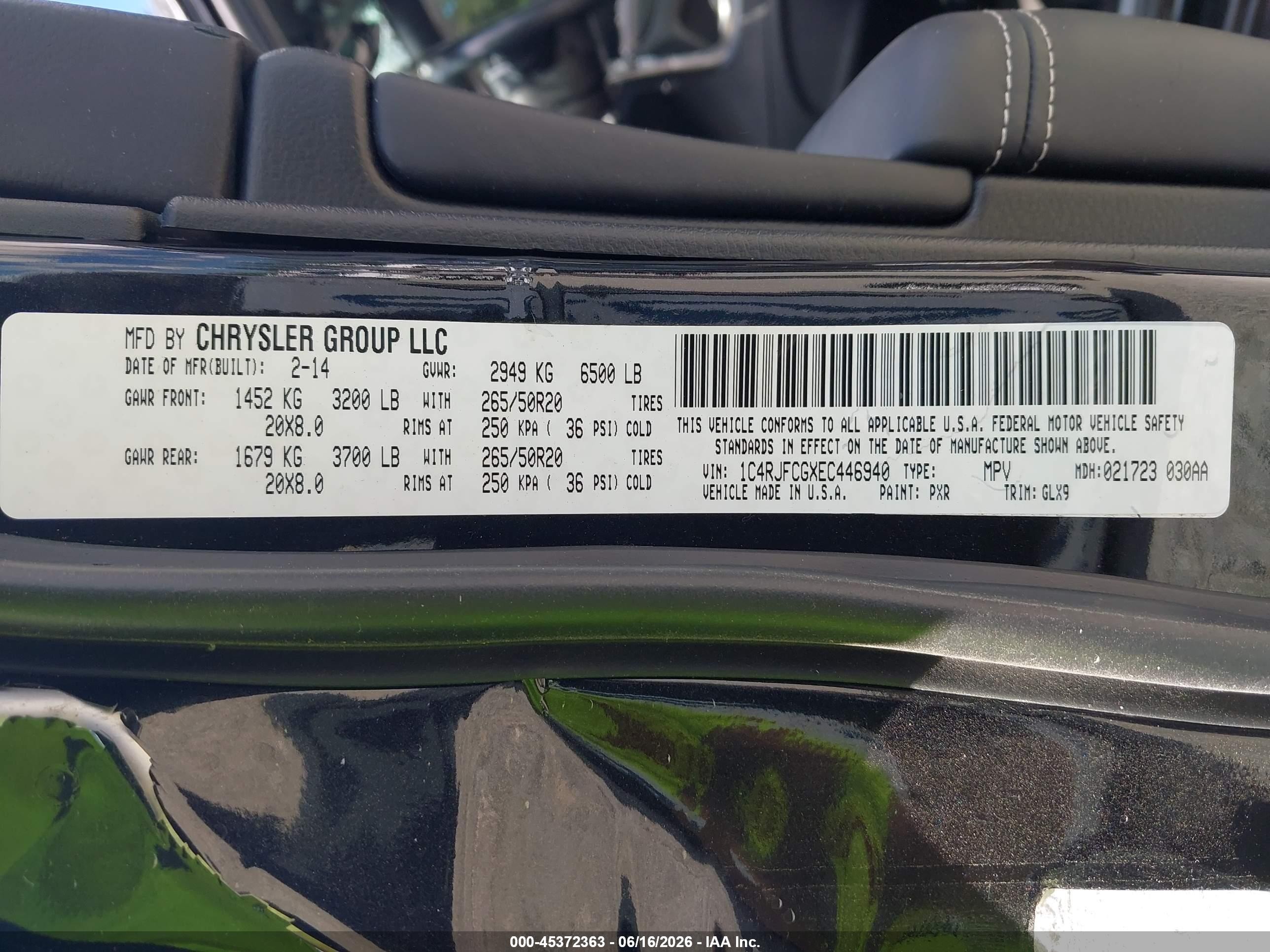 2014 Jeep Grand Cherokee Overland Black vin: 1C4RJFCGXEC446940