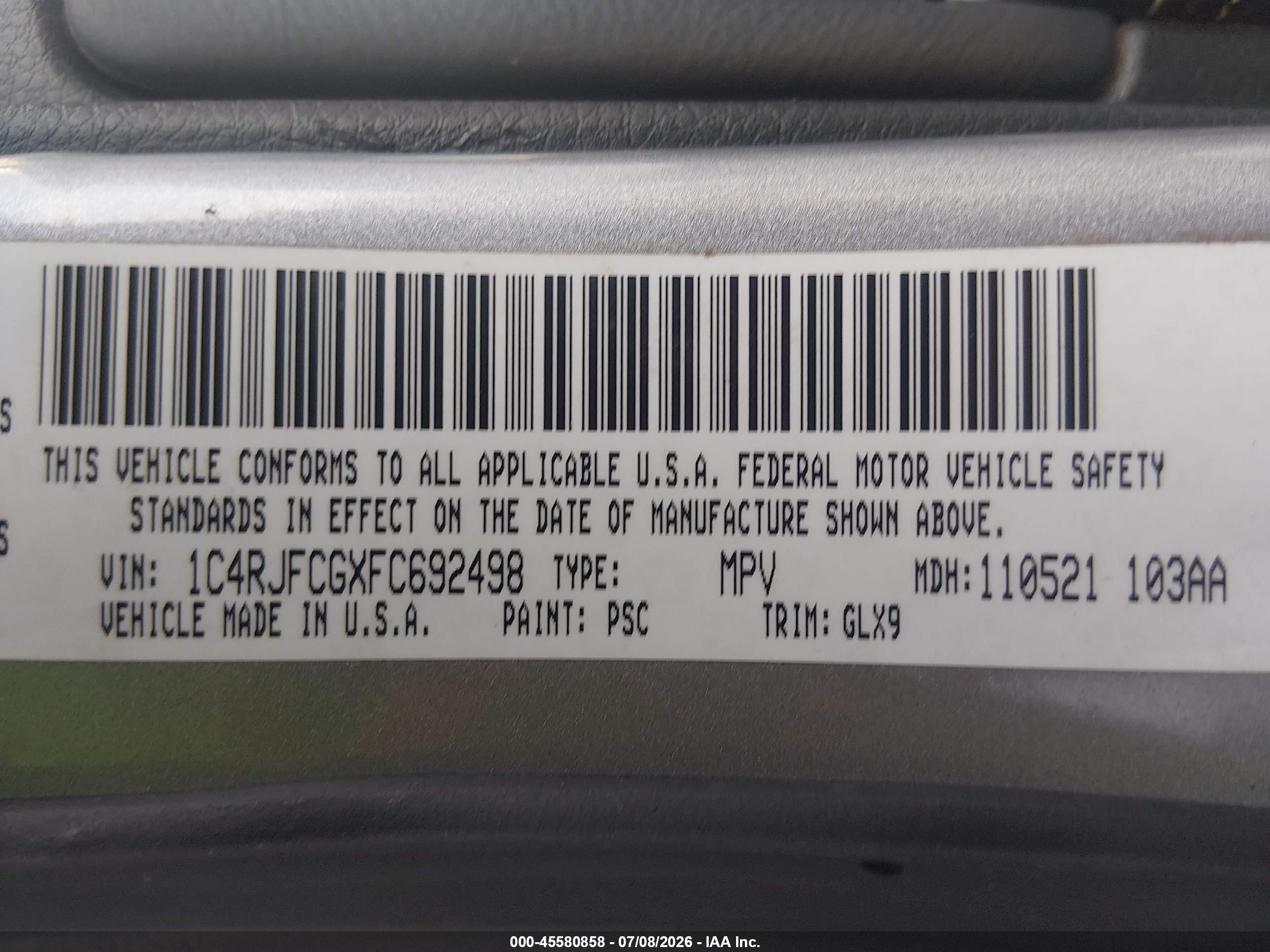 2015 Jeep Grand Cherokee Overland Серебряный vin: 1C4RJFCGXFC692498
