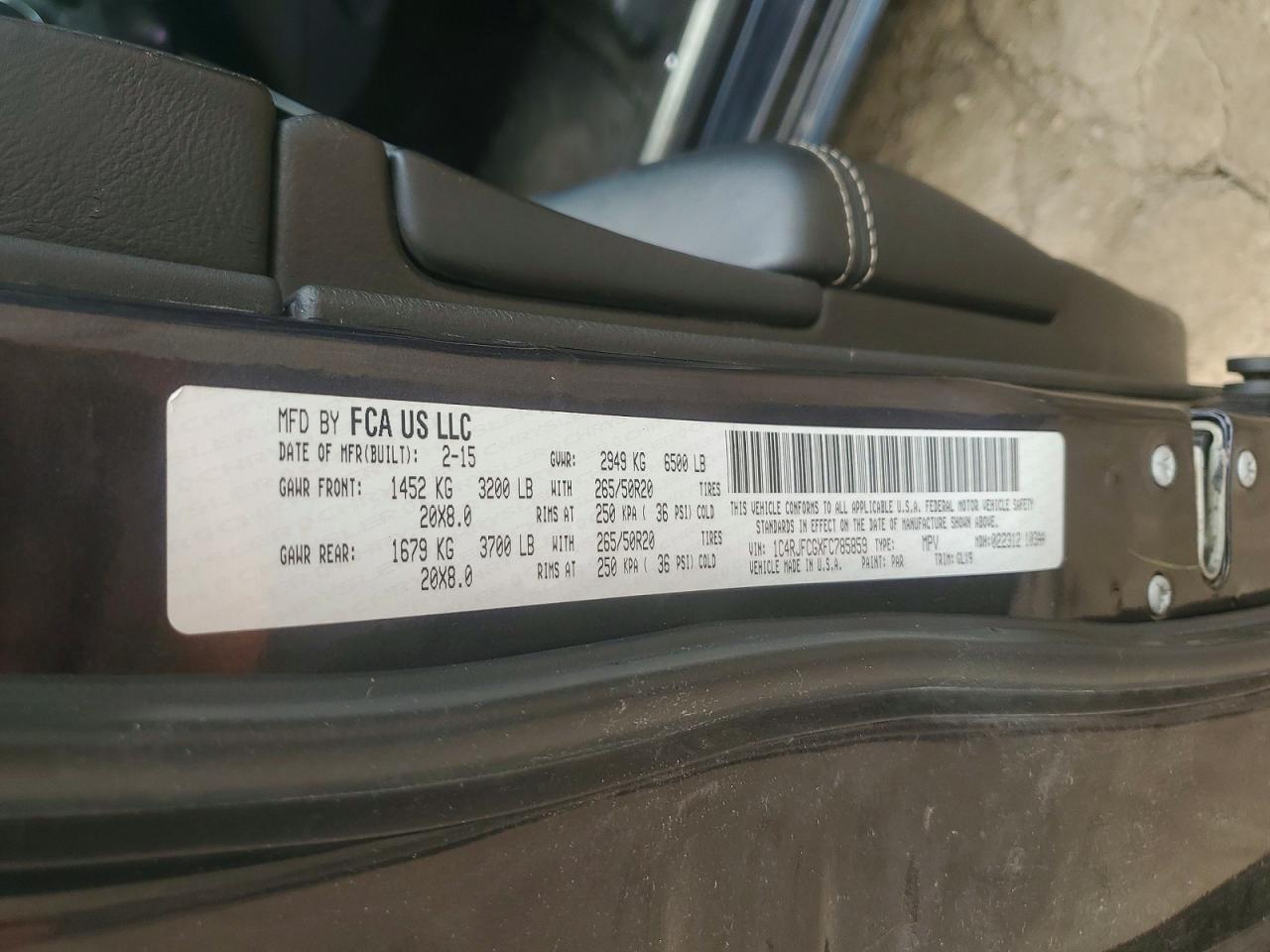 2015 Jeep Grand Cherokee Overland Blue vin: 1C4RJFCGXFC785859