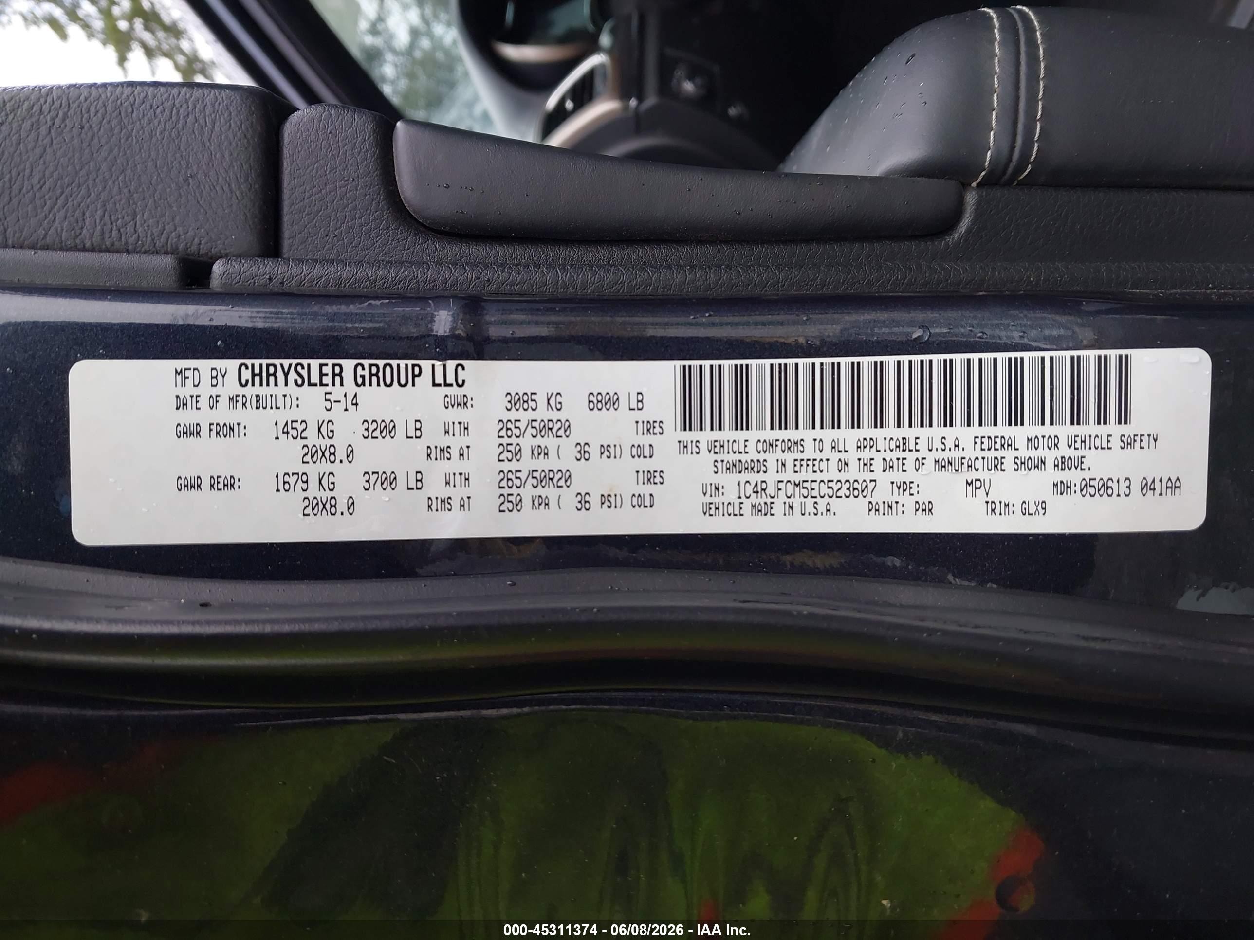 2014 Jeep Grand Cherokee Overland Blue vin: 1C4RJFCM5EC523607