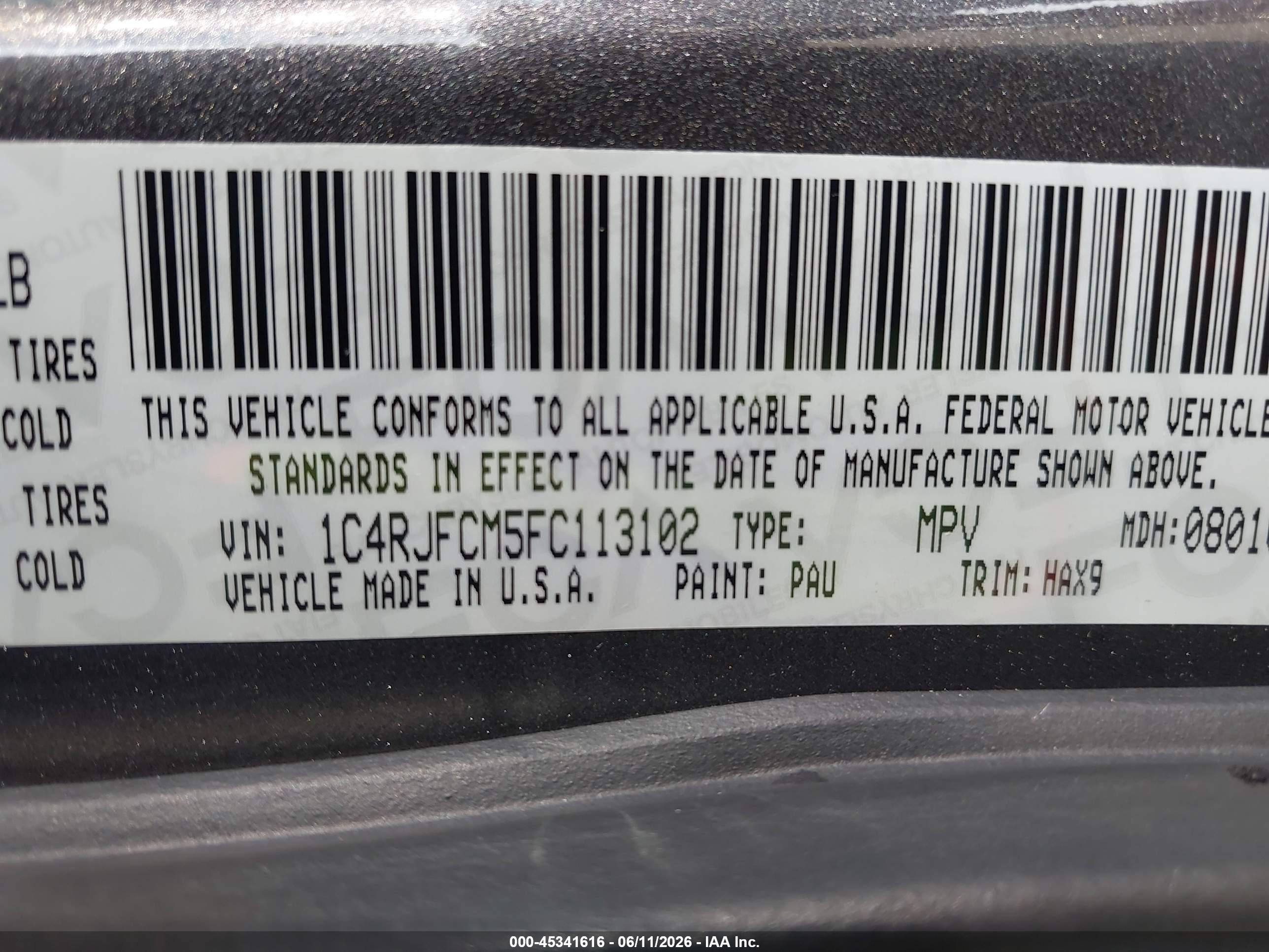 2015 Jeep Grand Cherokee High Altitude Gray vin: 1C4RJFCM5FC113102