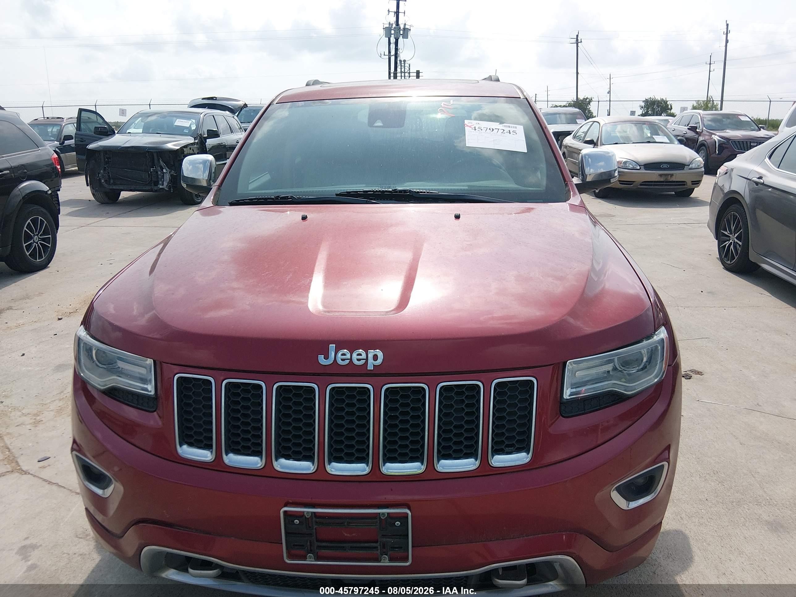 2014 Jeep Grand Cherokee Overland Red vin: 1C4RJFCM9EC324172