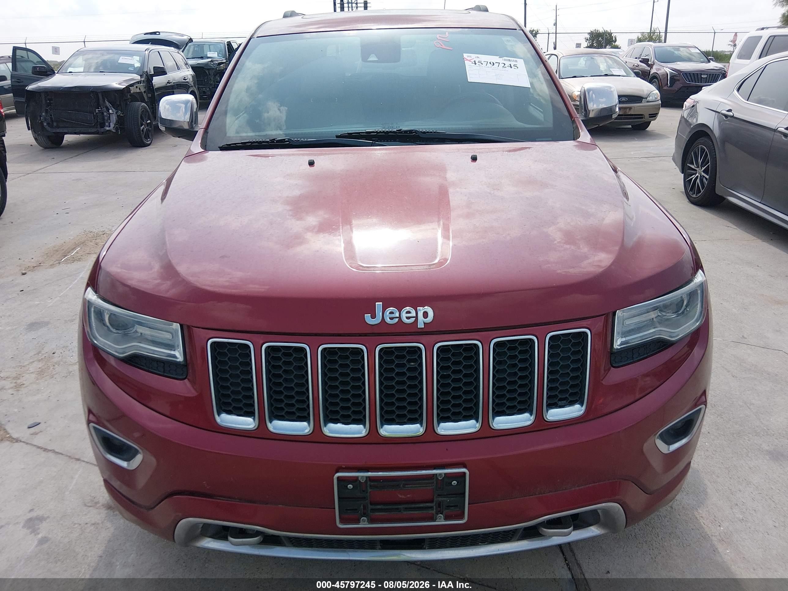 2014 Jeep Grand Cherokee Overland Red vin: 1C4RJFCM9EC324172