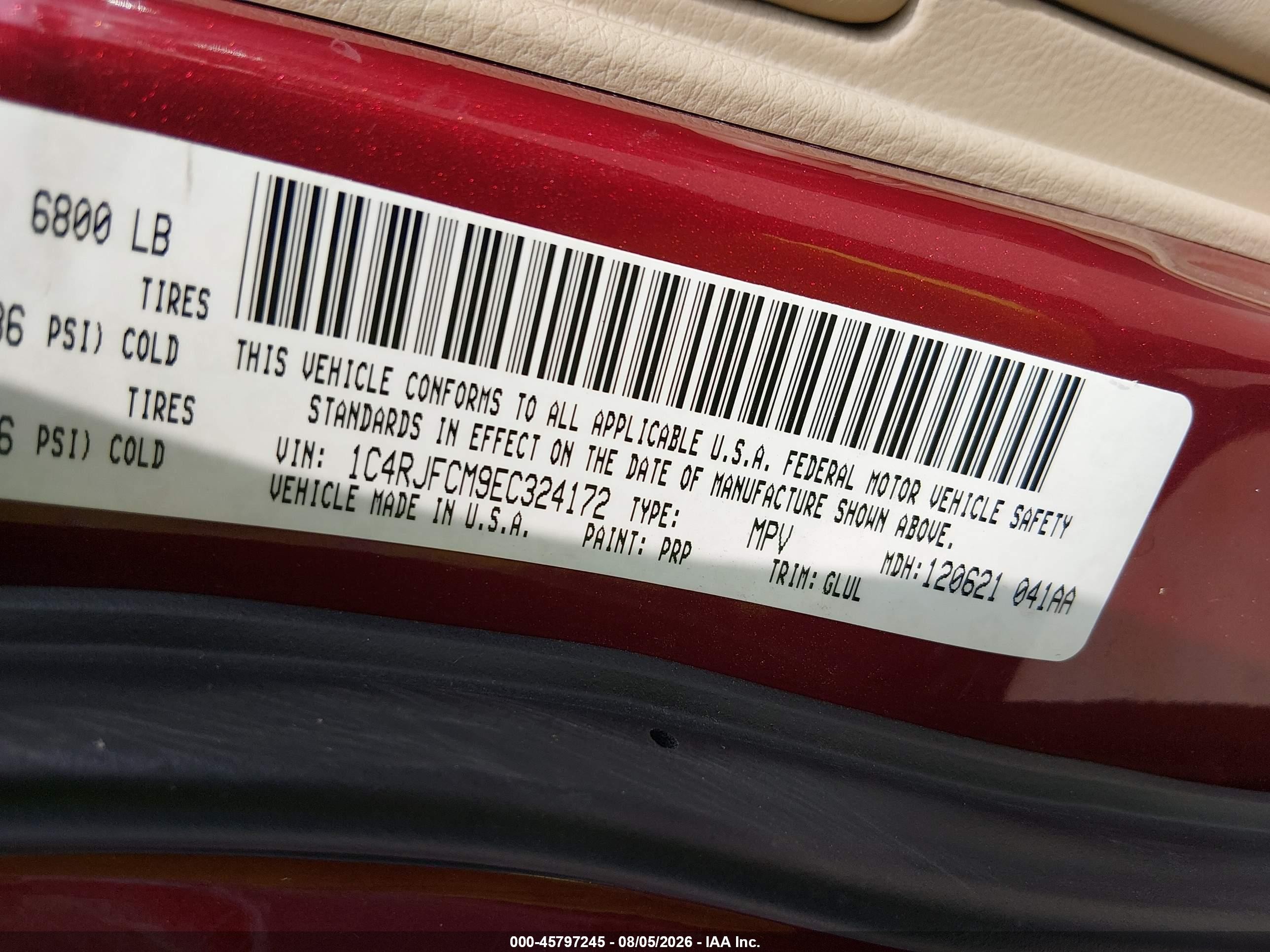 2014 Jeep Grand Cherokee Overland Red vin: 1C4RJFCM9EC324172