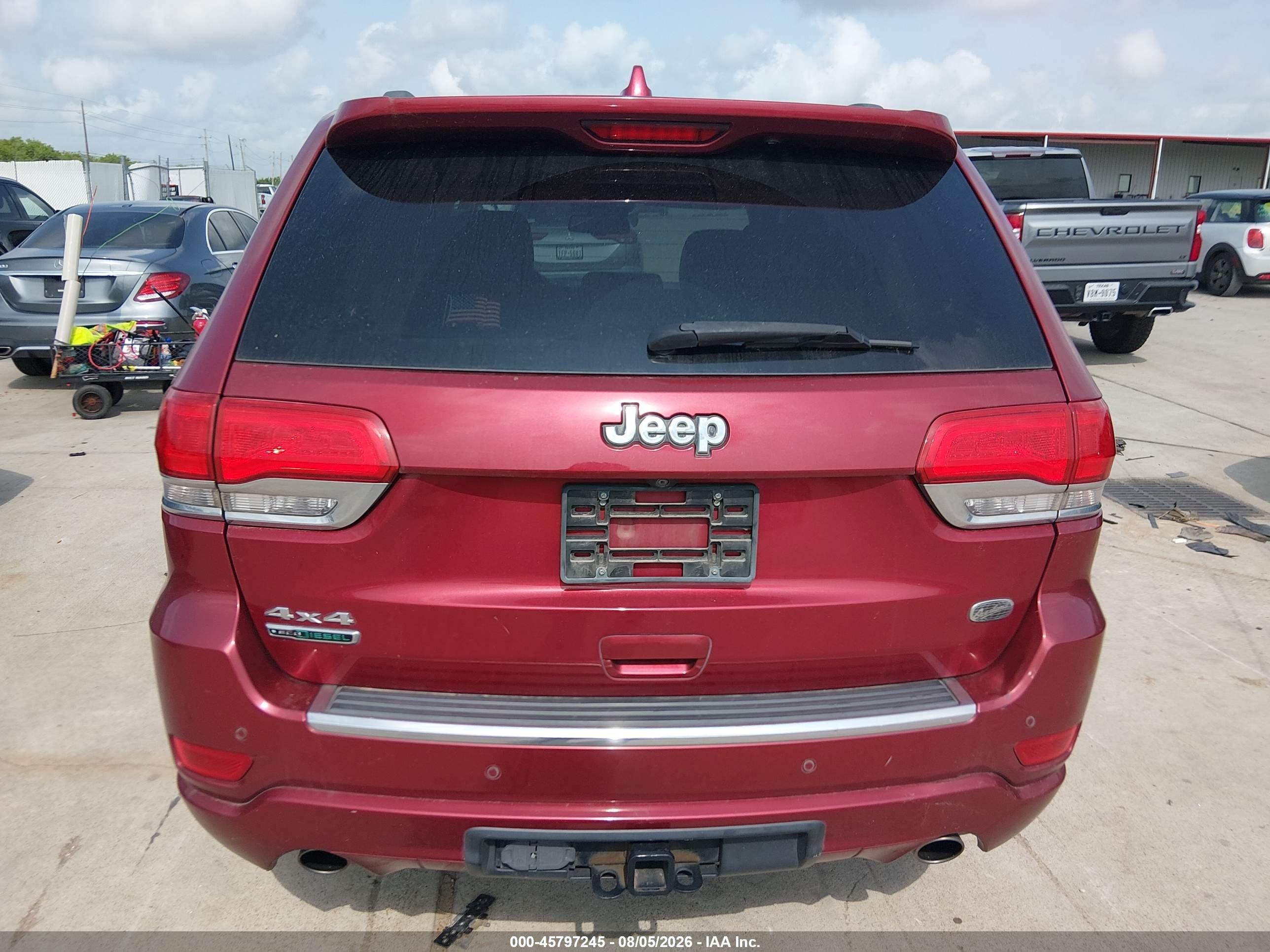 2014 Jeep Grand Cherokee Overland Red vin: 1C4RJFCM9EC324172