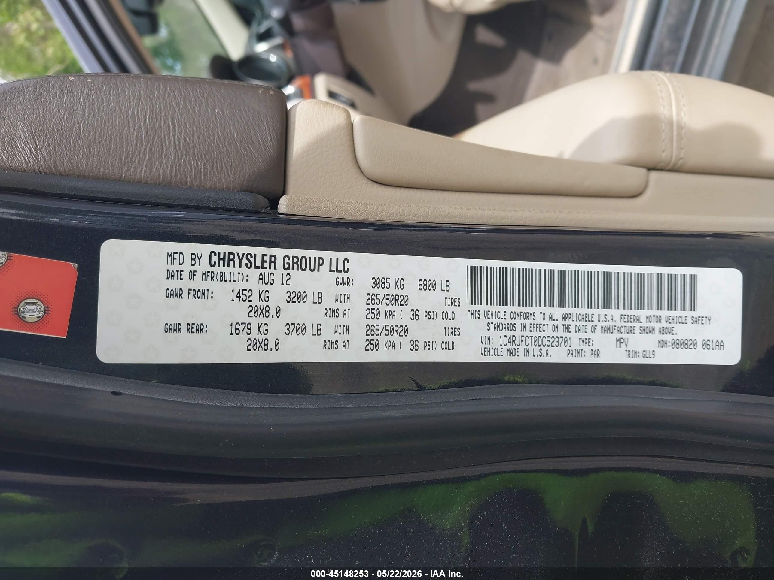 2013 Jeep Grand Cherokee Overland Черный vin: 1C4RJFCT0DC523701