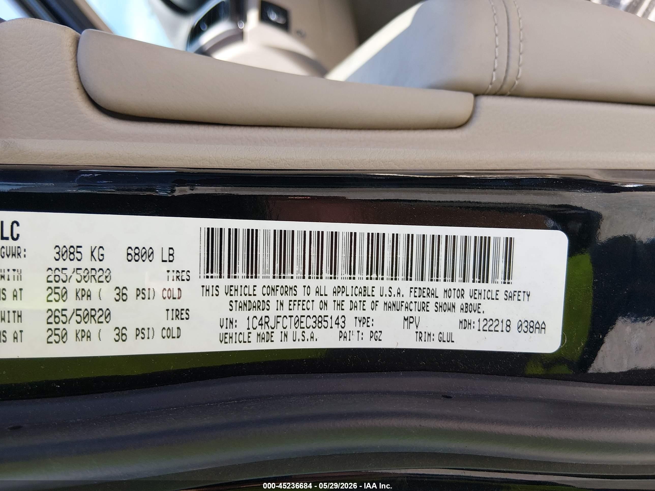 2014 Jeep Grand Cherokee Overland Black vin: 1C4RJFCT0EC385143