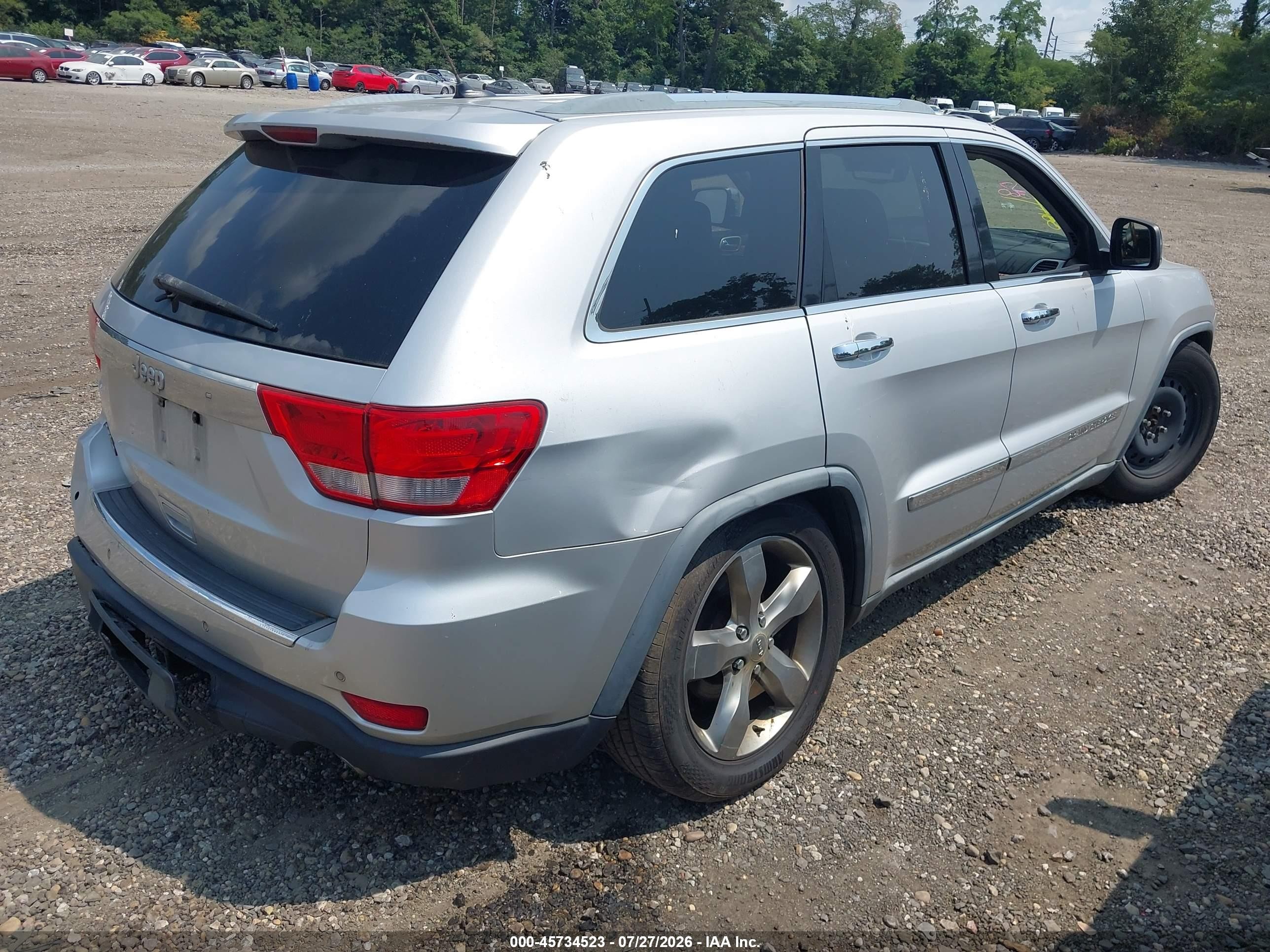 2012 Jeep Grand Cherokee Overland Silver vin: 1C4RJFCT1CC171372