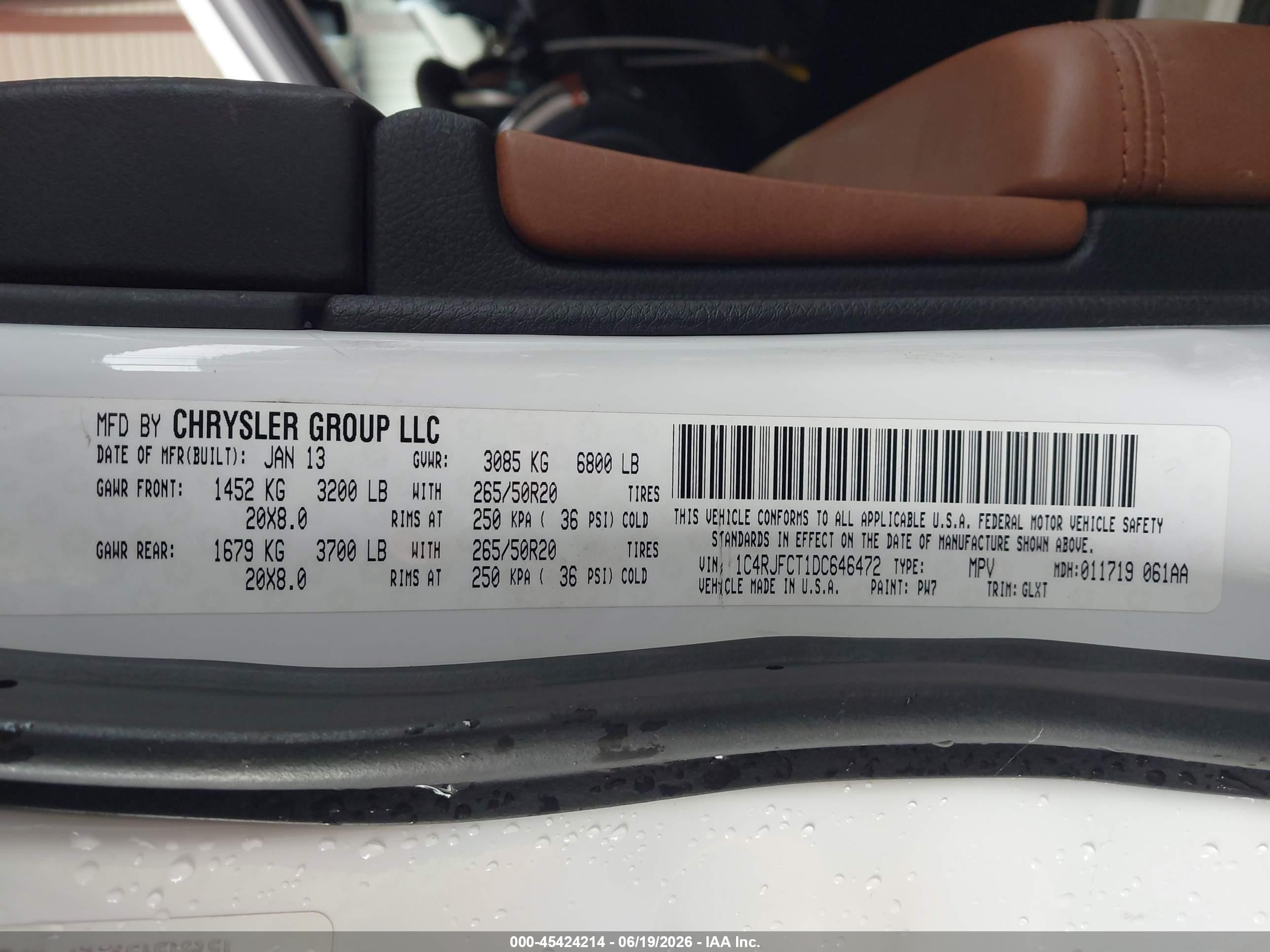 2013 Jeep Grand Cherokee Overland Белый vin: 1C4RJFCT1DC646472