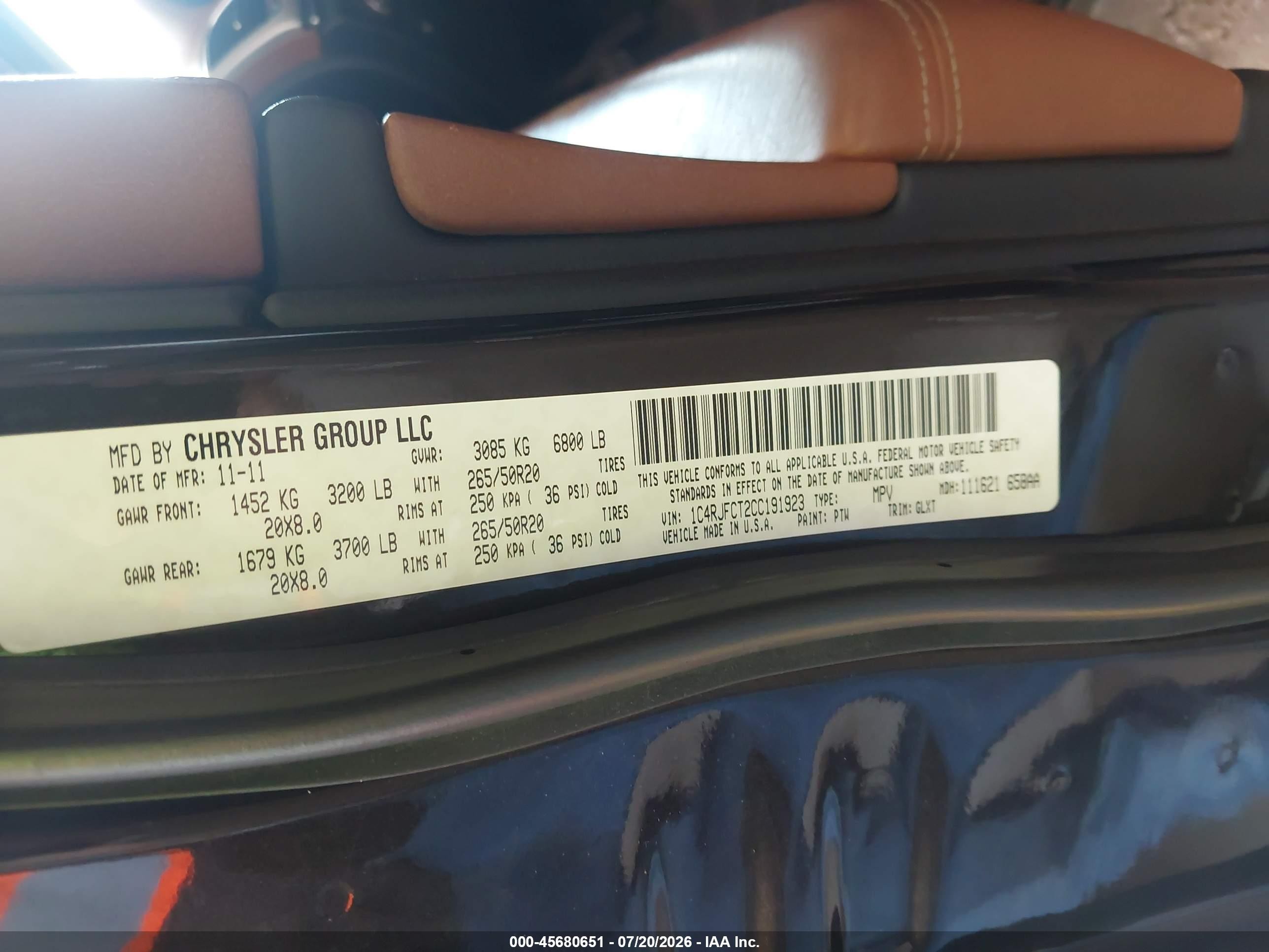 2012 Jeep Grand Cherokee Overland Brown vin: 1C4RJFCT2CC191923