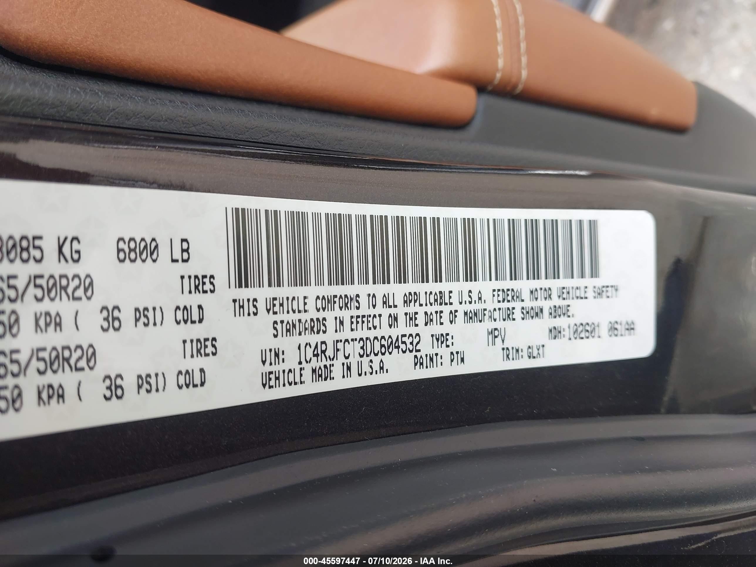 2013 Jeep Grand Cherokee Overland Summit Black vin: 1C4RJFCT3DC604532