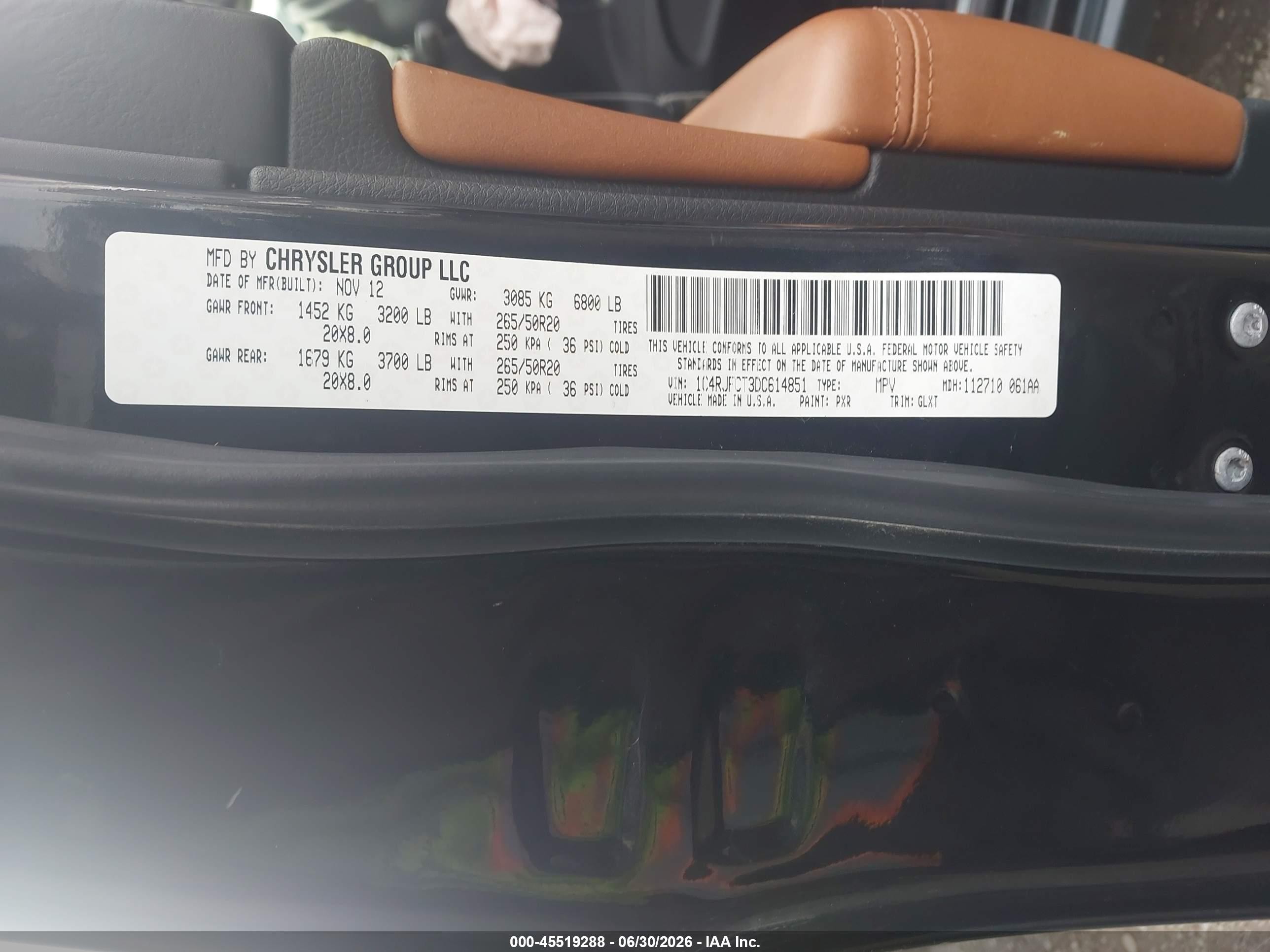 2013 Jeep Grand Cherokee Overland Черный vin: 1C4RJFCT3DC614851