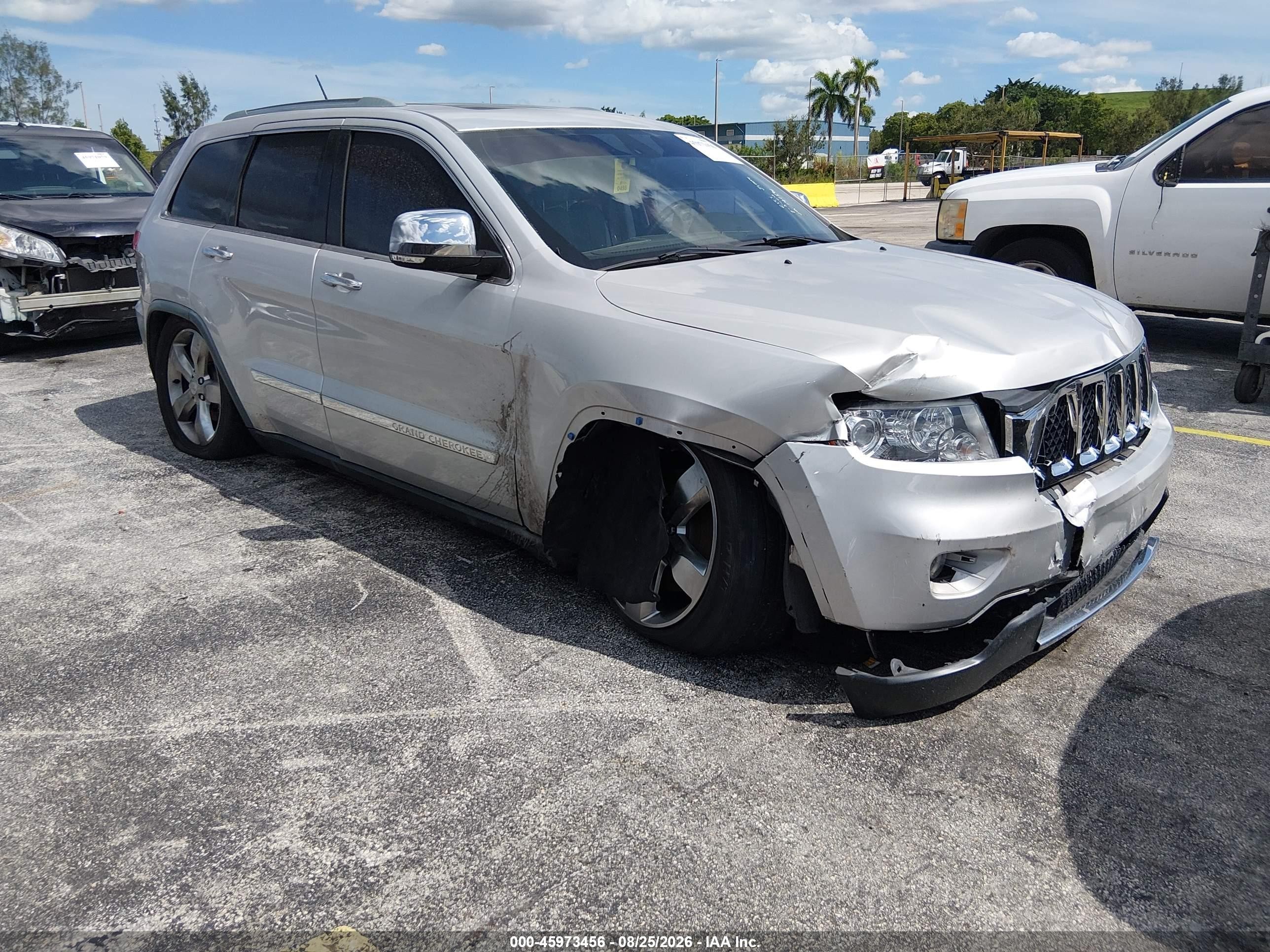 2012 Jeep Grand Cherokee Overland Серебряный vin: 1C4RJFCT5CC141646