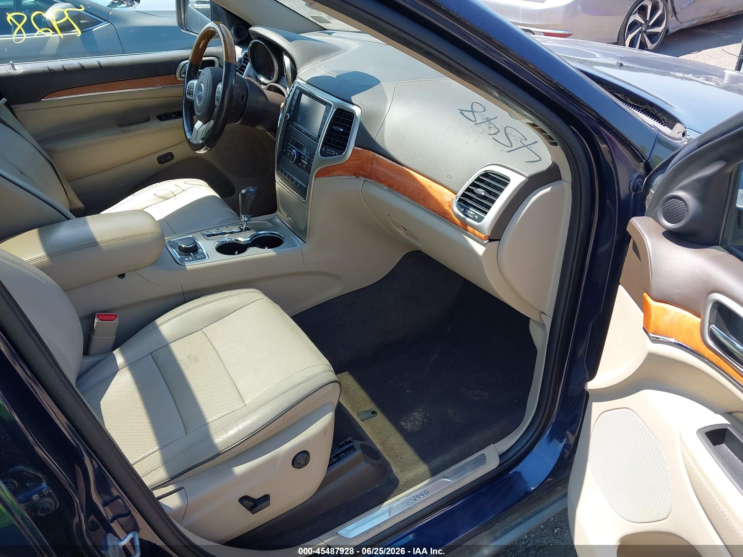 2012 Jeep Grand Cherokee Overland Blue vin: 1C4RJFCT5CC226941