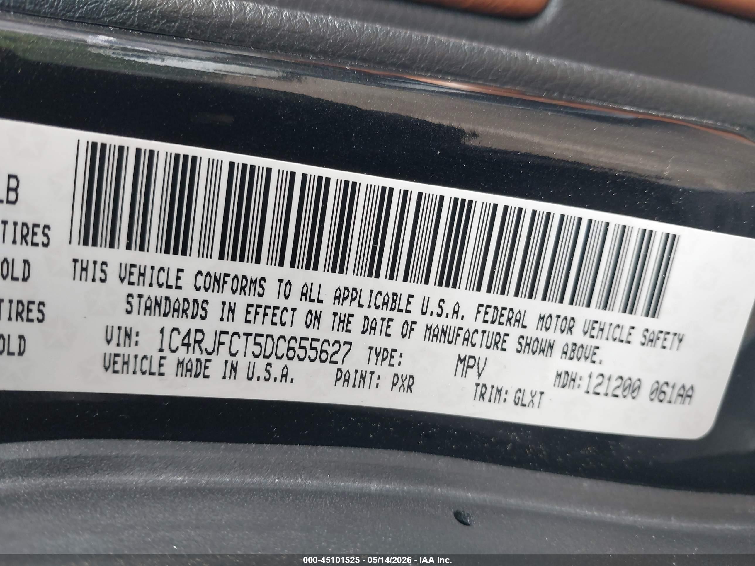 2013 Jeep Grand Cherokee Overland Black vin: 1C4RJFCT5DC655627