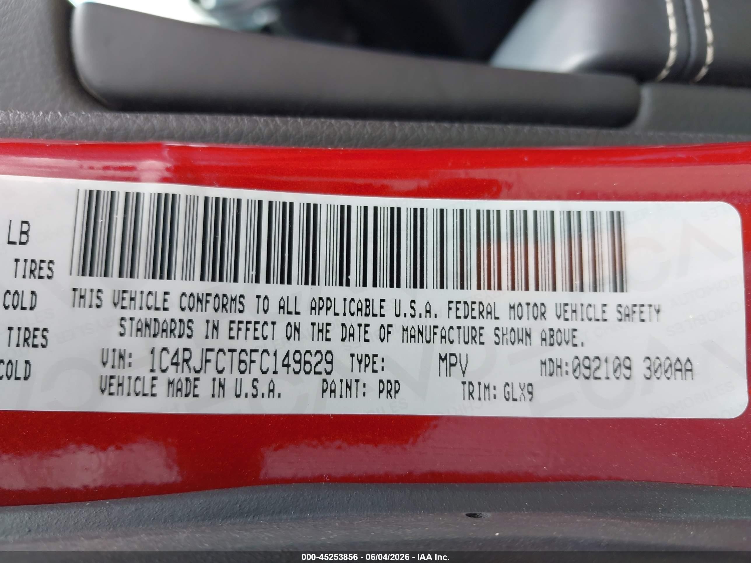 2015 Jeep Grand Cherokee Overland Red vin: 1C4RJFCT6FC149629