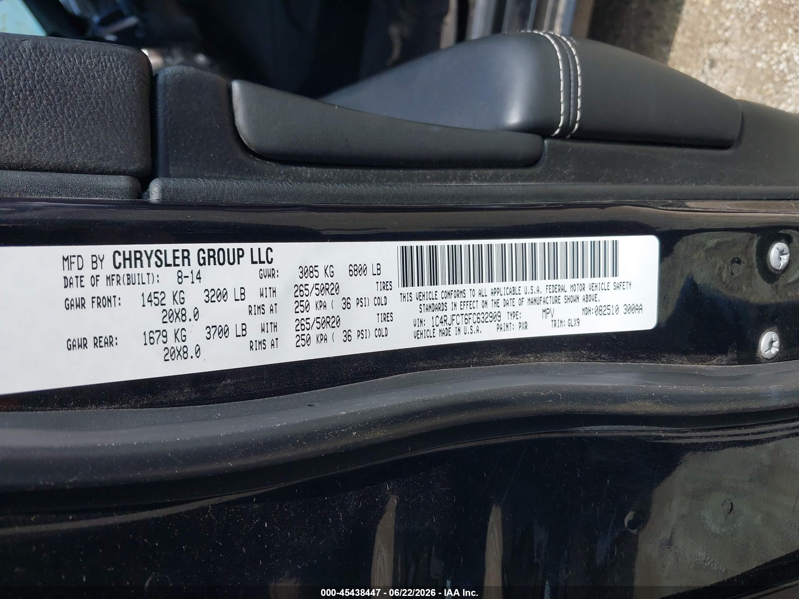 2015 Jeep Grand Cherokee Overland Black vin: 1C4RJFCT6FC632909