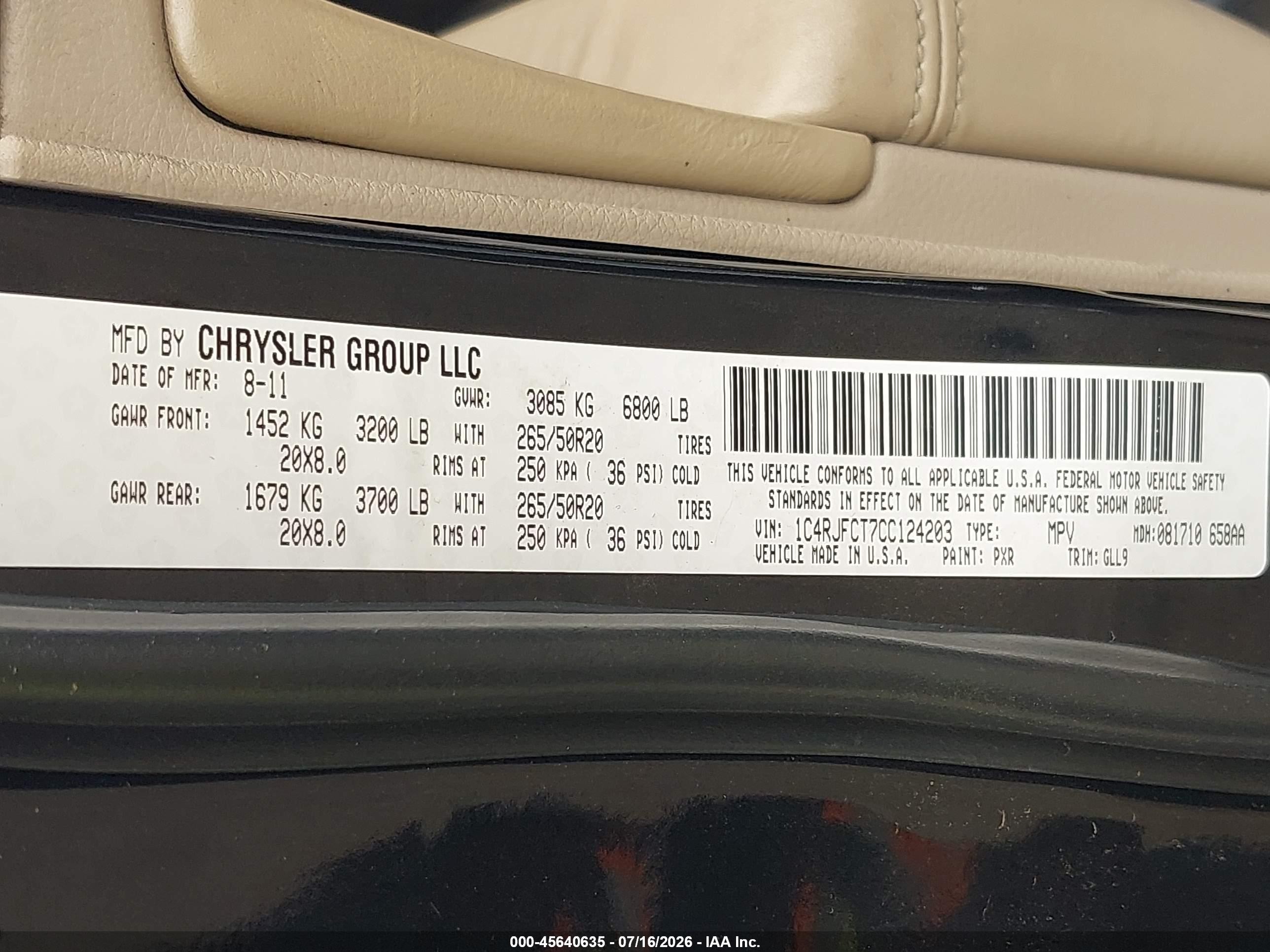 2012 Jeep Grand Cherokee Overland Черный vin: 1C4RJFCT7CC124203