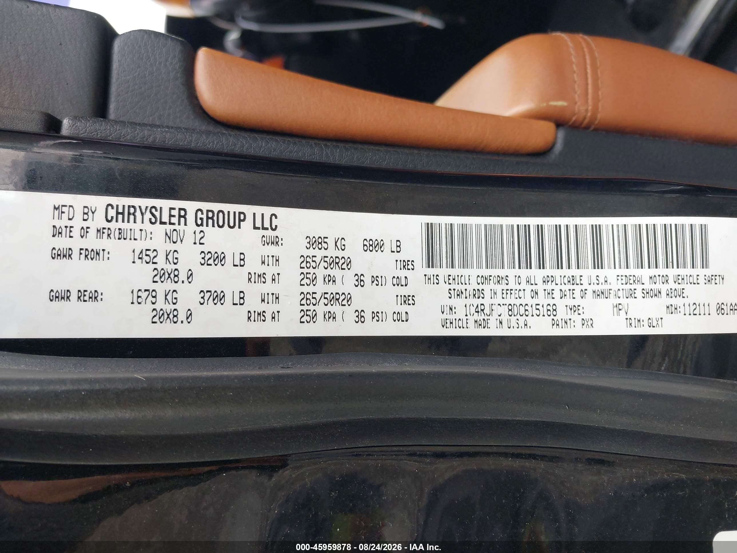 2013 Jeep Grand Cherokee Overland Черный vin: 1C4RJFCT8DC615168