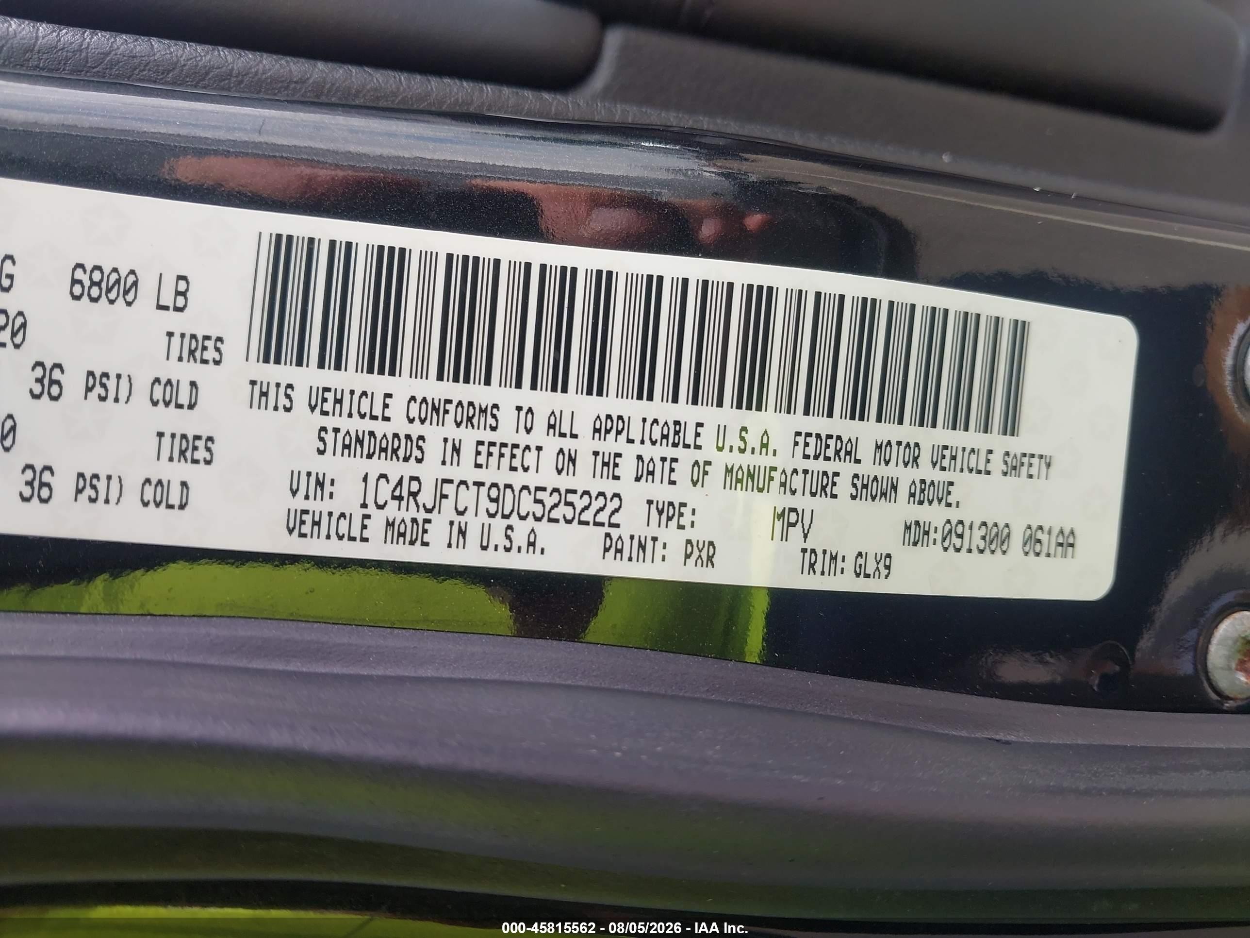 2013 Jeep Grand Cherokee Overland Black vin: 1C4RJFCT9DC525222