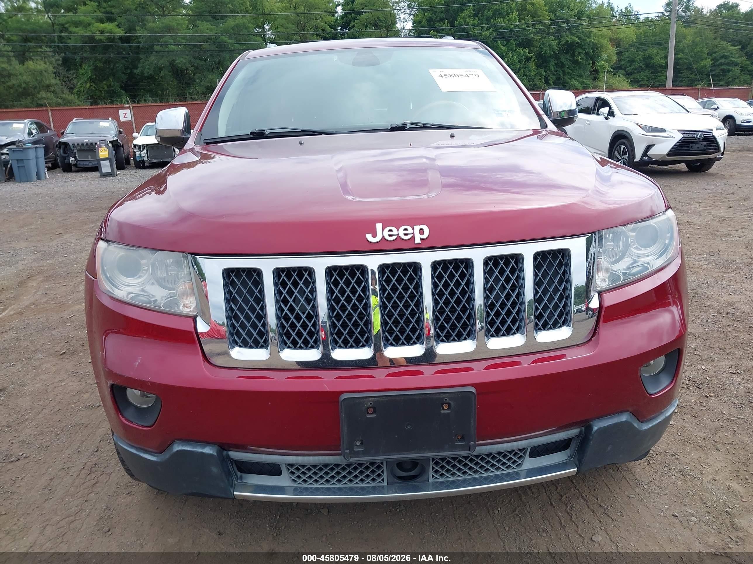2012 Jeep Grand Cherokee Overland Red vin: 1C4RJFCTXCC133588