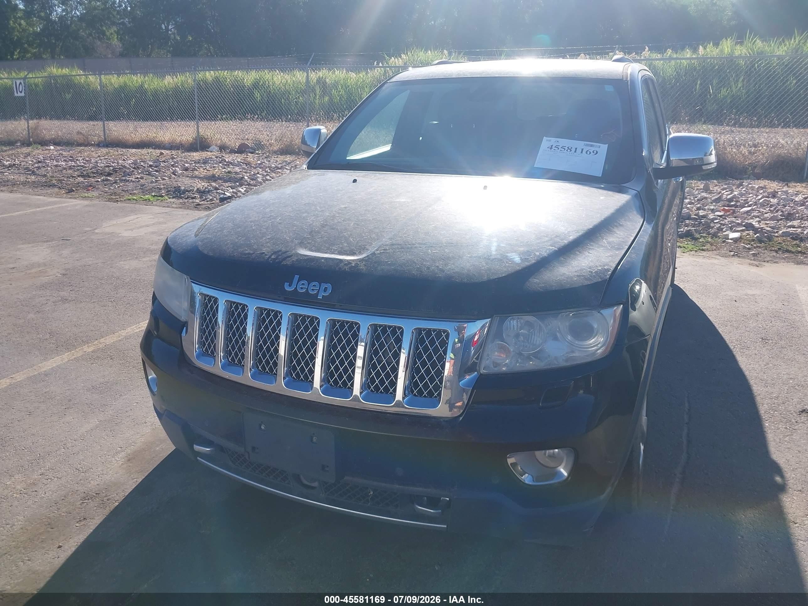 2013 Jeep Grand Cherokee Overland Summit Black vin: 1C4RJFCTXDC573442