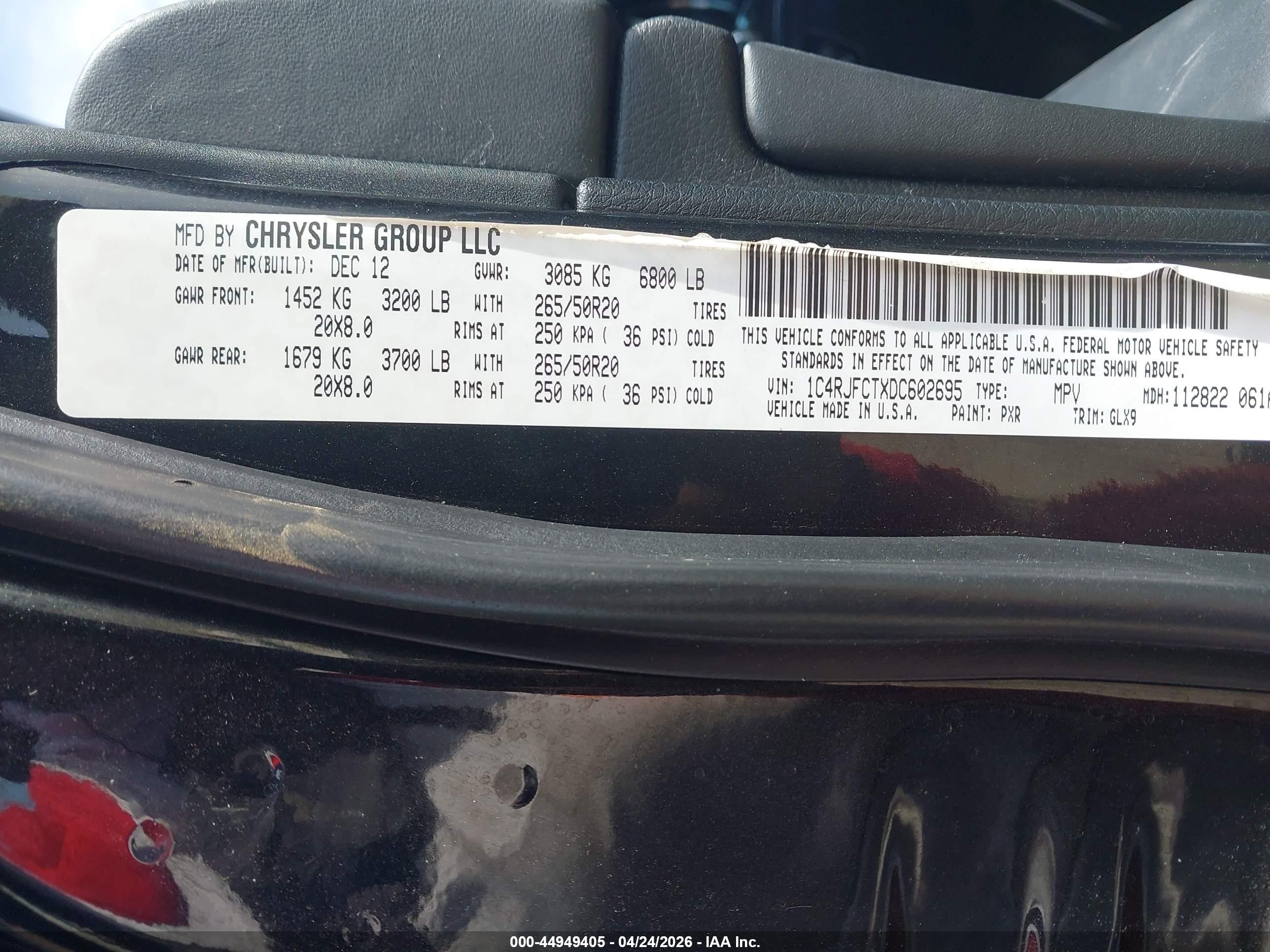 2013 Jeep Grand Cherokee Overland Summit Black vin: 1C4RJFCTXDC602695