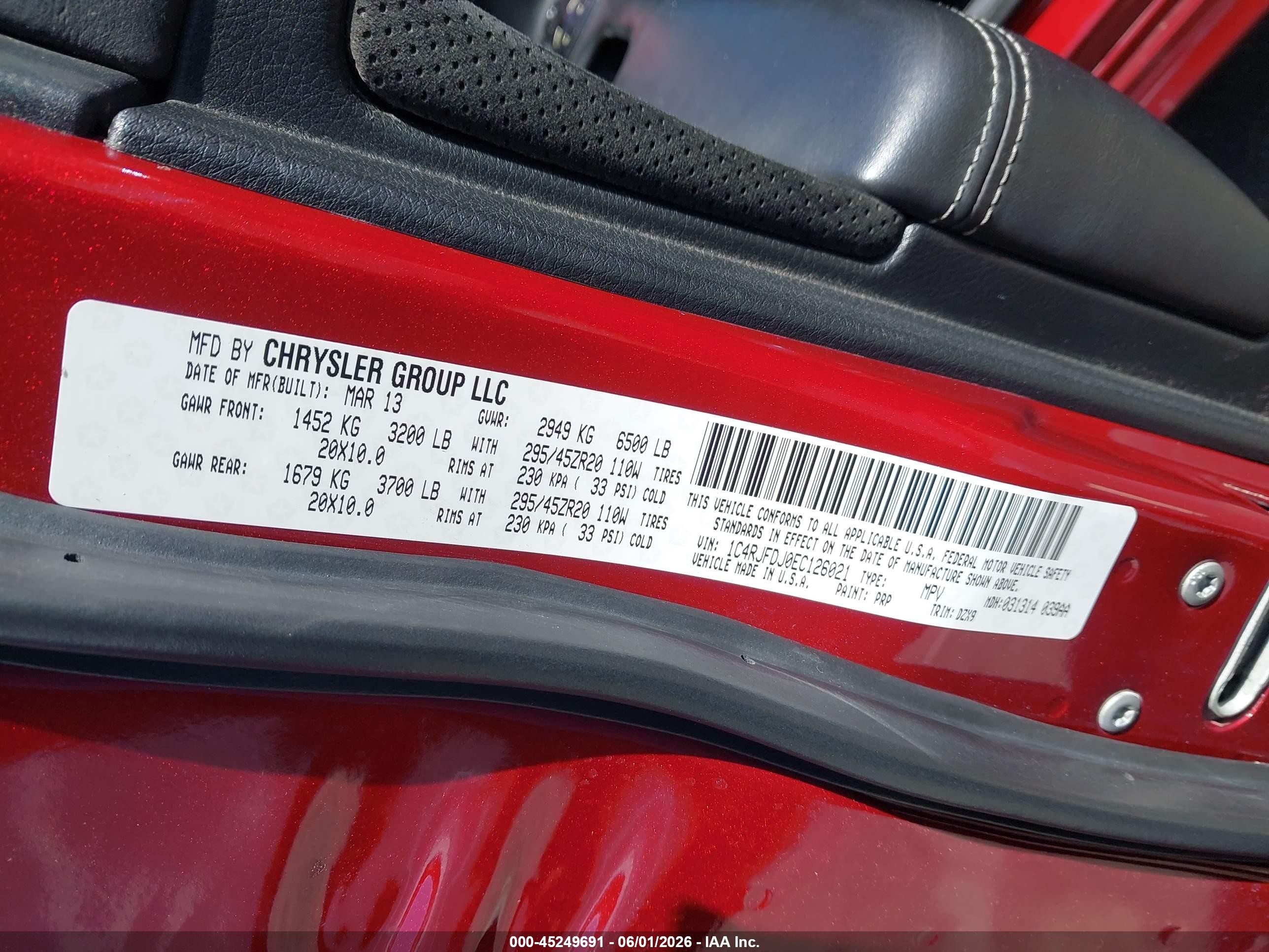 2014 Jeep Grand Cherokee Srt8 Красный vin: 1C4RJFDJ0EC126021