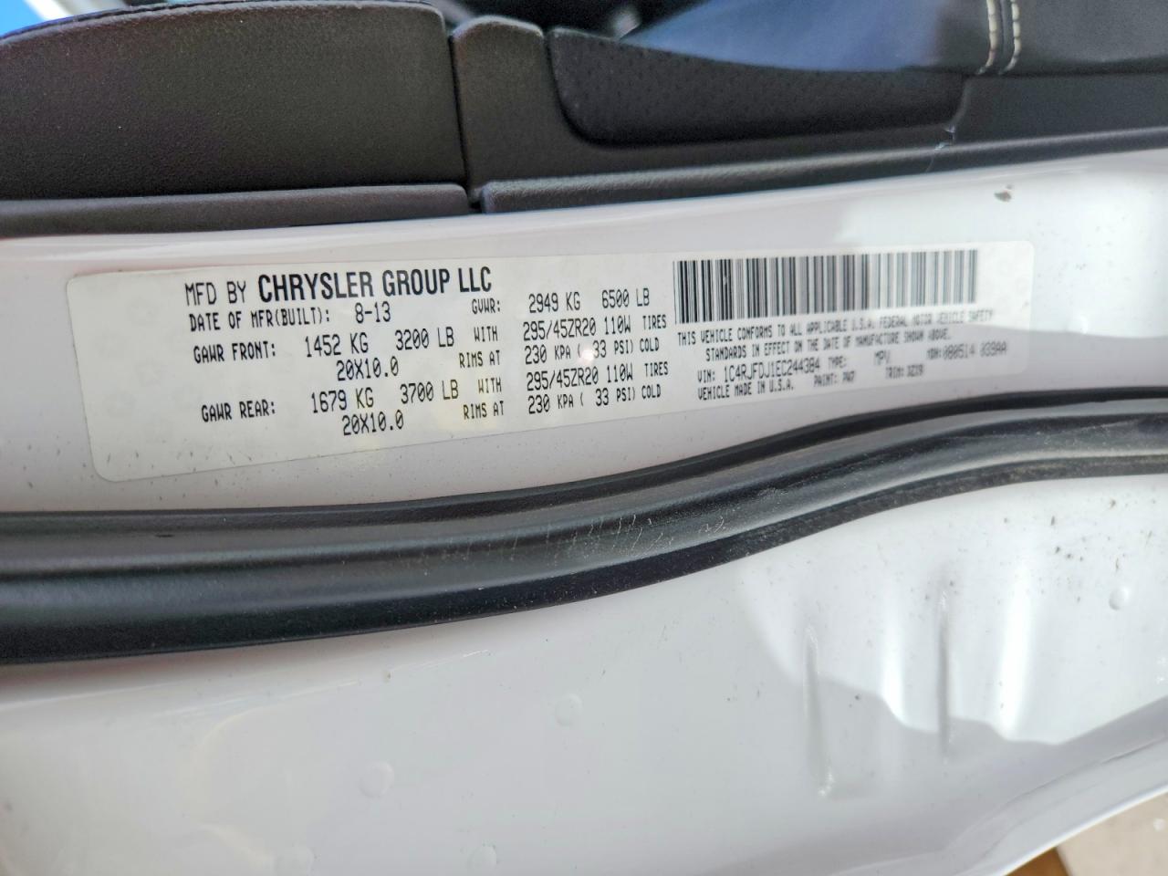 2014 Jeep Grand Cherokee Srt-8 Белый vin: 1C4RJFDJ1EC244384