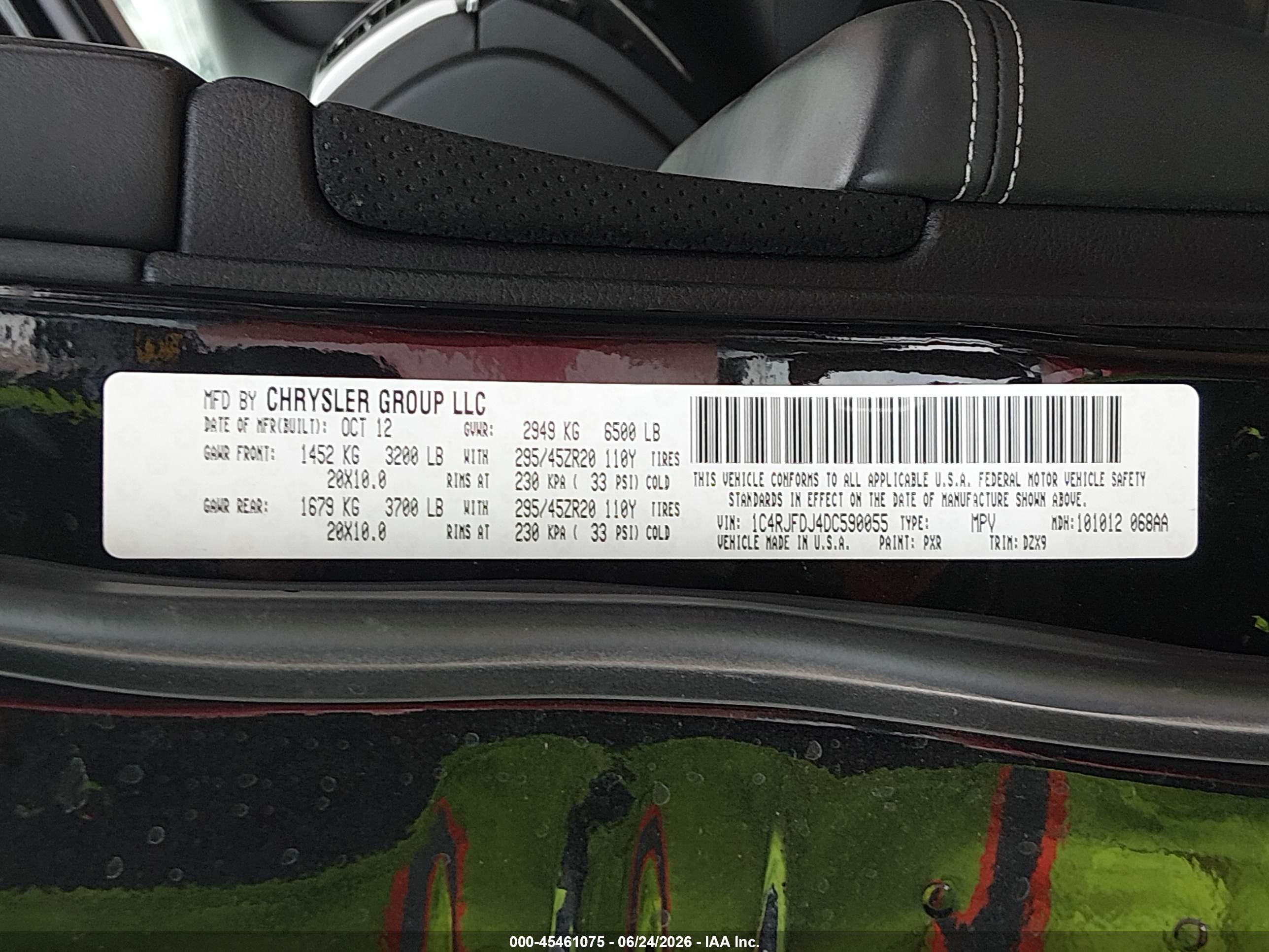 2013 Jeep Grand Cherokee Srt8 Vapor Черный vin: 1C4RJFDJ4DC590055